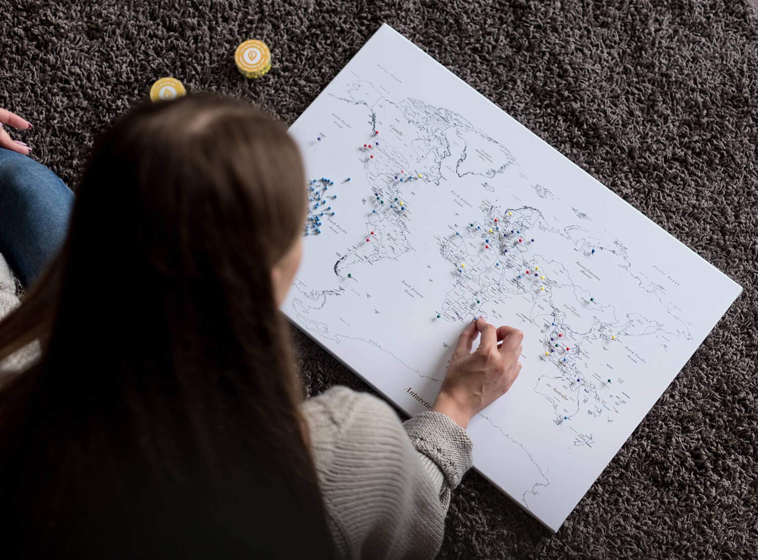 Small World Map with Pins - Push Pin Travel Map for Tracking Adventures - 23.6x15.7 Inch Cork Pinboard - Perfect for Home Office Decor & Travel Enthusiasts - Mark Your Visited Countries & Dream Destinations