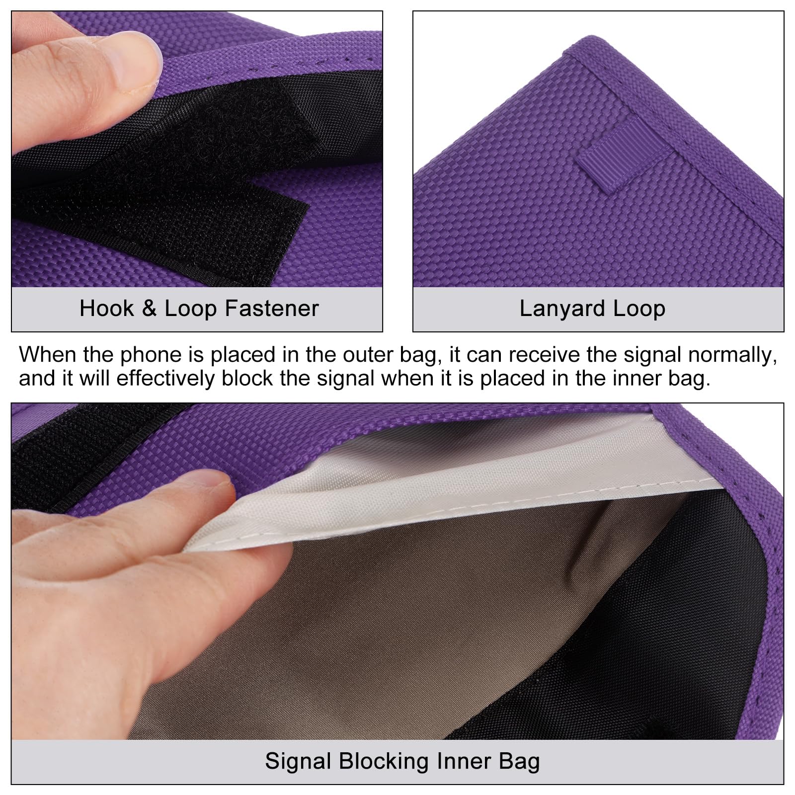**MECCANIXITY 2-Pack Faraday Bags – RFID Blocking Pouch & Wallet (7.87 Inch) – Anti-Tracking, Anti-Theft, Anti-Spying for Phones, Key Fobs, Credit Cards – Purple – Perfect for Travel, Privacy Protection & Secure Storage**