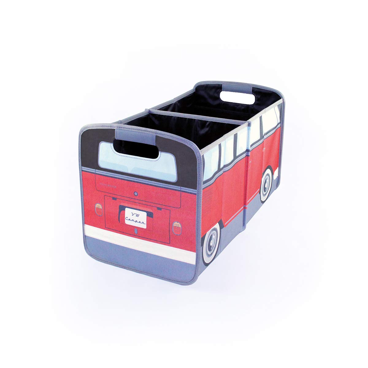 BRISA VW Collection - Foldable Storage Trunk Box Bag for Volkswagen T1 Bus Campervan | Grocery Shopping Organizer | Classic Red & Black Design | Perfect for Road Trips, Camping & Picnics