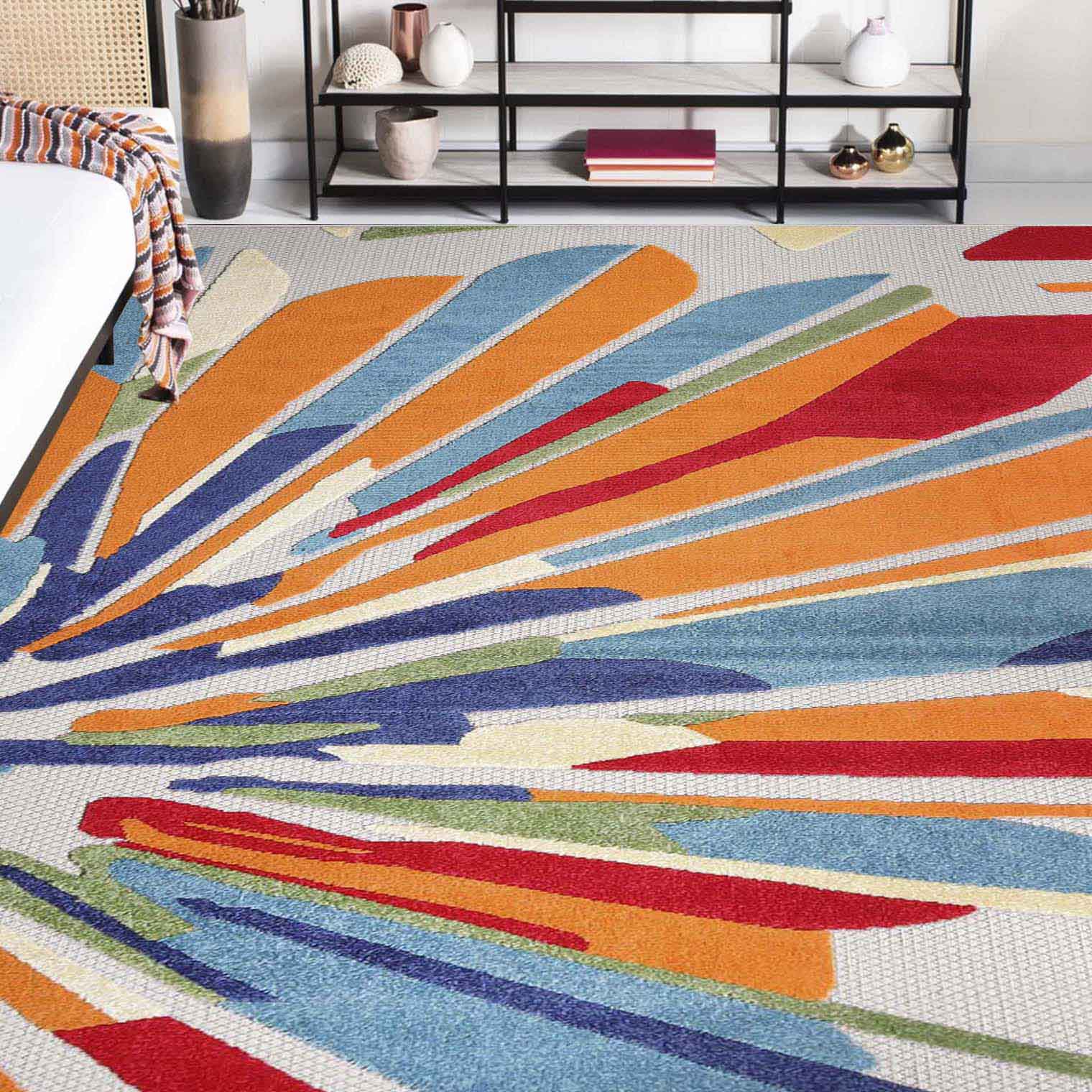 Leander Modern Geometric Abstract Indoor/Outdoor Area Rug - Non-Slip Living Room Carpet, Bedroom Runner for Home Decor | Perfect for Hallway, Patio & Office Spaces