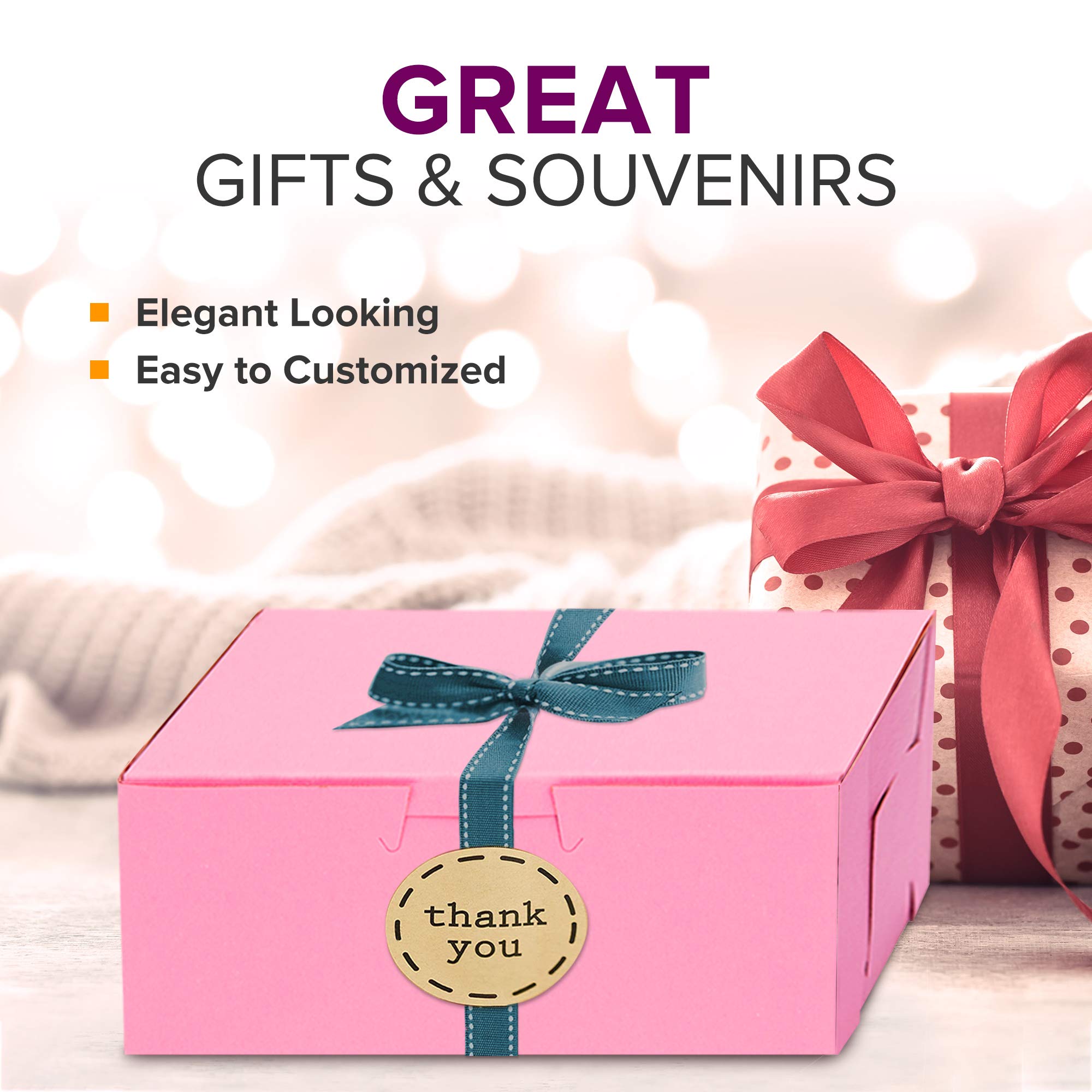 250 Pack Pink Bakery Boxes 8x8x3 Inches - Cake Pastry Boxes for Cupcakes, Desserts, Cookies & Candy Packaging - Perfect for Bakeries, Homemade Baked Goods, Party Favors, Wedding Gifts & Special Occasions