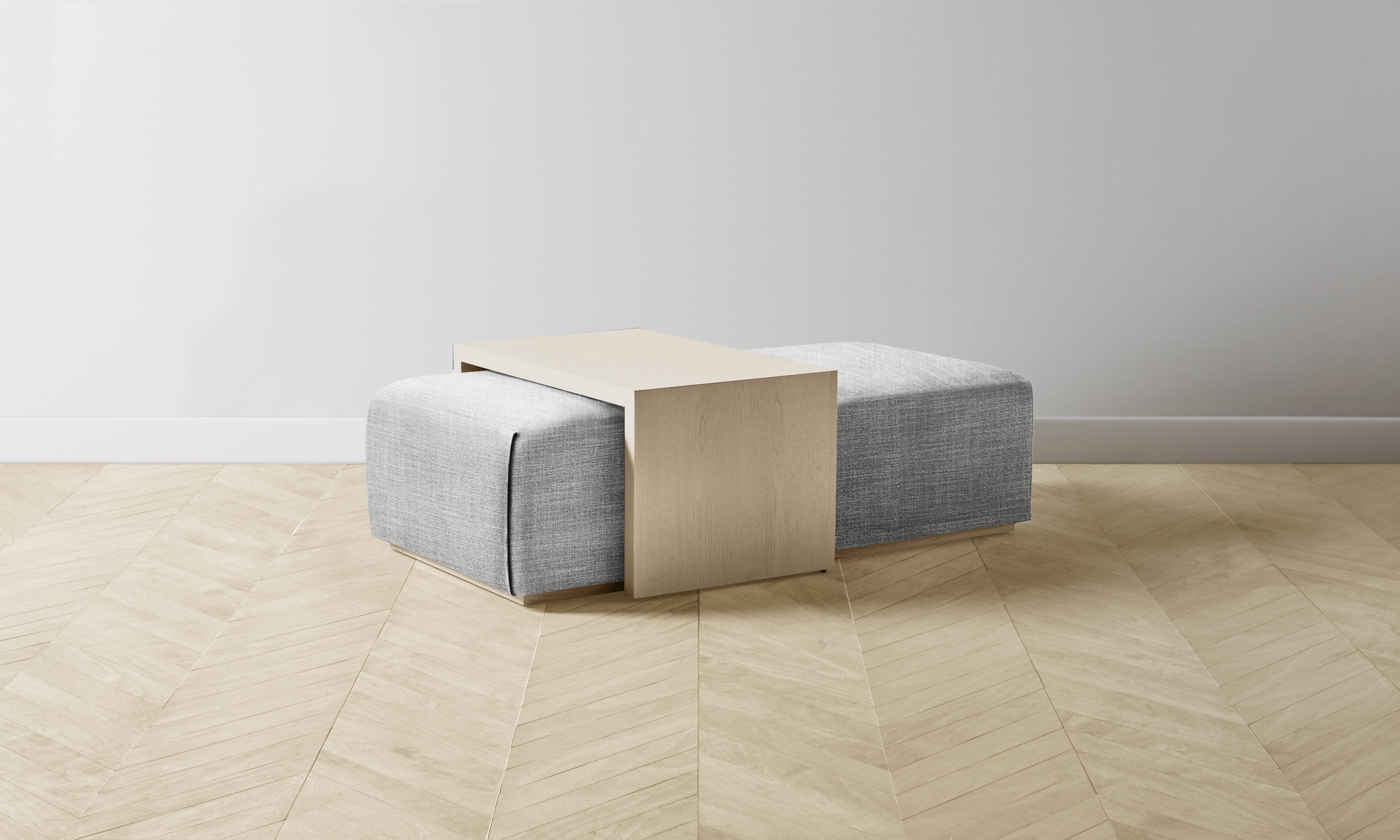 The Bowery Ottoman - Performance Textured Tweed Alpine - Modern Living Room Accent Chair with Storage for Small Spaces