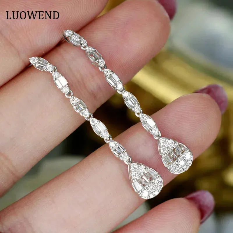 18K White Gold Diamond Drop Earrings for Women - 0.80ct Real Natural Diamond Elegant Dangle Earrings | Perfect for Engagement, Anniversary & Special Occasion Gifts