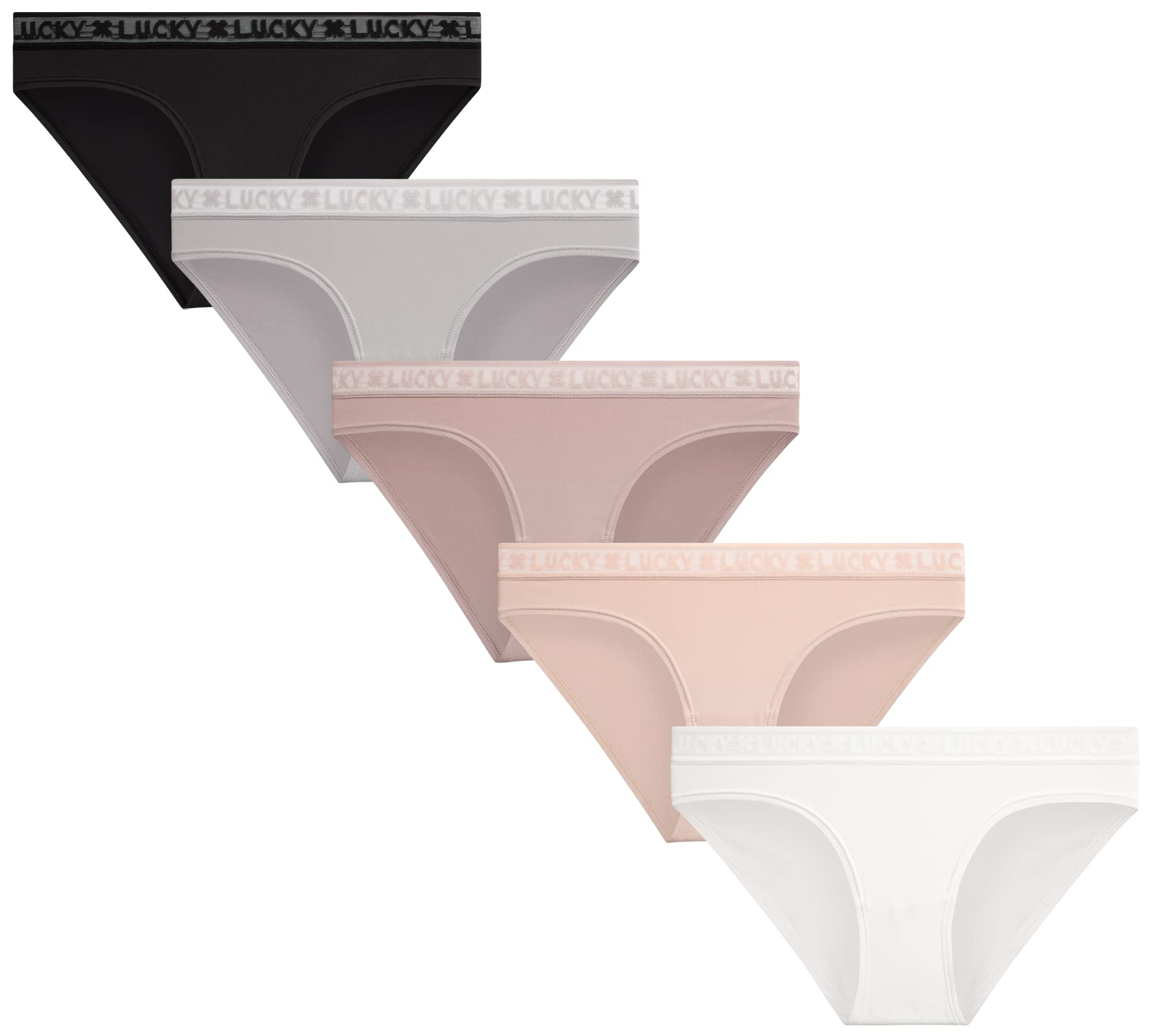 Lucky Brand Women's Underwear - 5 Pack Soft Microfiber Bikini Panties for Everyday Comfort (S-XL) | Perfect for Workout, Yoga & Daily Wear
