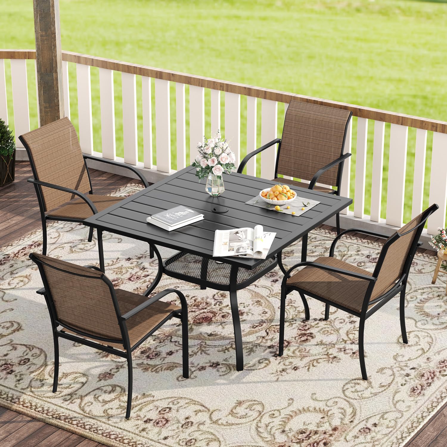 VICLLAX 2-Piece Brown Stackable Patio Chairs for Outdoor, Garden, Poolside, and Backyard – Heavy Duty Stacking Chairs Set for Comfortable Relaxation