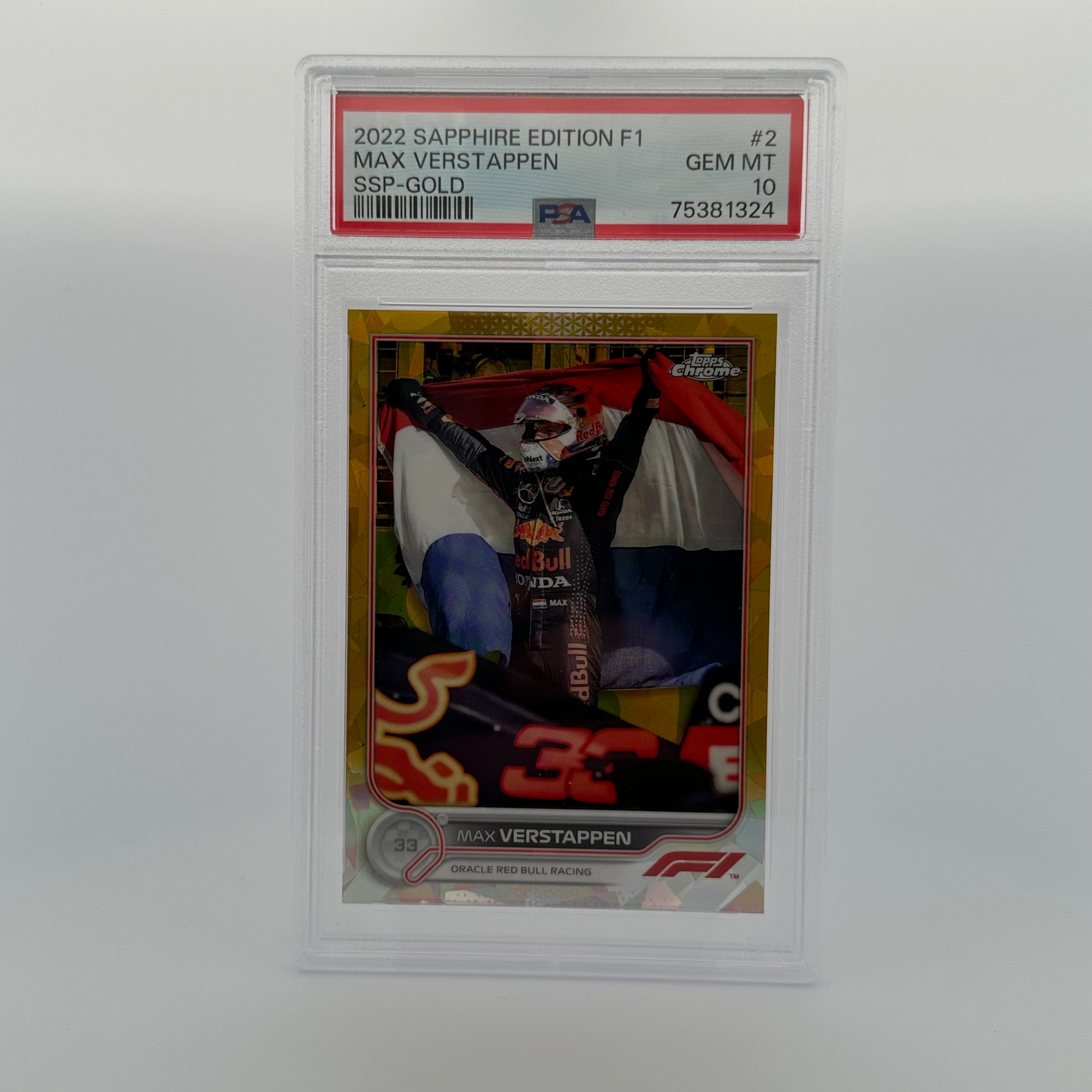 PSA 10 Graded 28/50 Max Verstappen #2 Sapphire Edition SSP Gold - Rare Collectible Trading Card for Sports Memorabilia & F1 Racing Fans