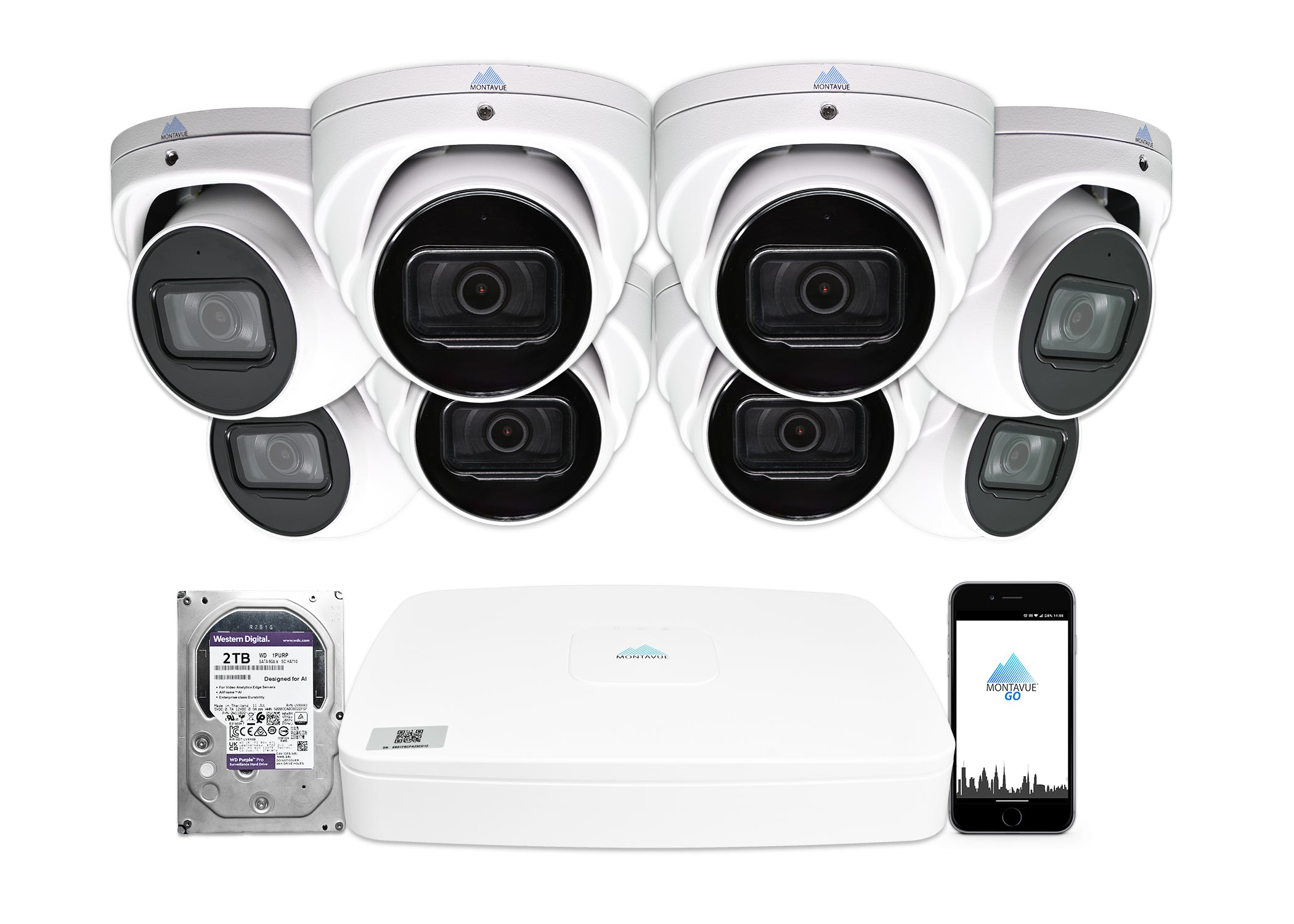 MTT8106 8MP 4K Smart Motion Turret Security Camera System with 8 Channel NVR & 2TB HDD - Indoor/Outdoor Surveillance for Home & Business Security