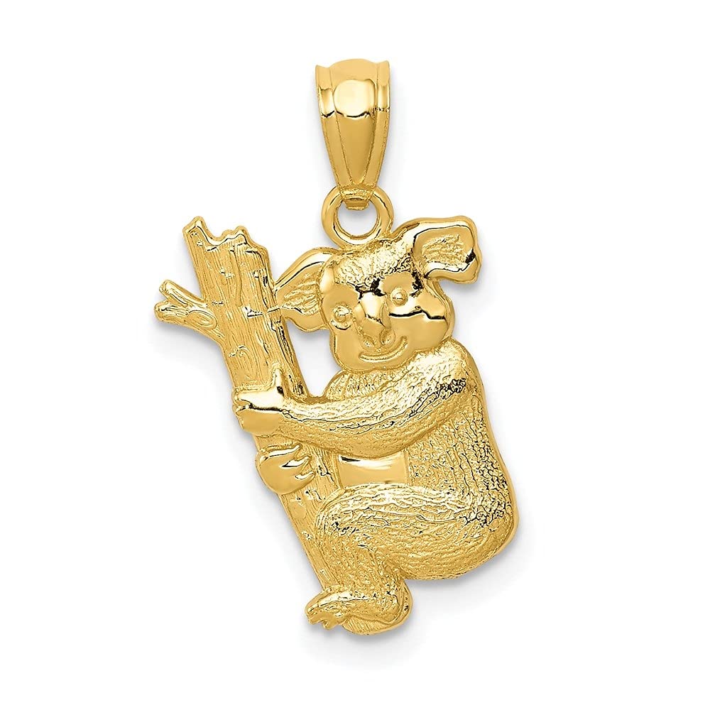 14k Yellow Gold Koala Pendant - Textured Design for Jewelry Lovers
