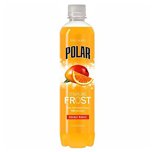 Refreshing Polar Frost Orange Mango Sparkling Water - 17oz (Pack of 24) | Sugar-Free Carbonated Beverage for Parties, Picnics & Healthy Hydration