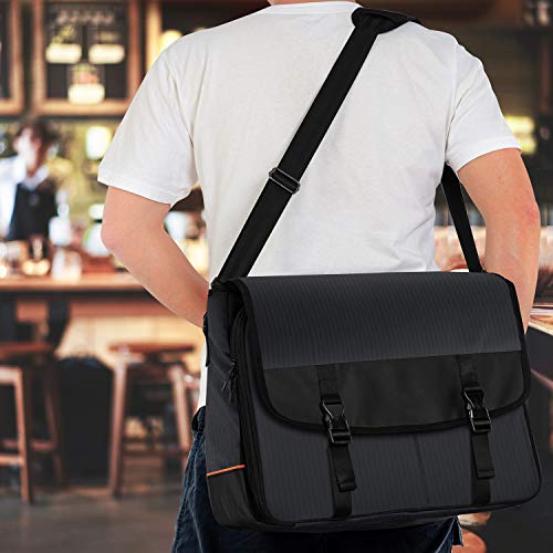 Premium Bartender Kit Travel Bag - Padded Wine Bottle & Bar Tools Messenger Bag for Home, Outdoor, Patio Parties - Durable & Stylish Black Design (Bag Only) - Perfect for Bartenders, Mixologists & Cocktail Enthusiasts
