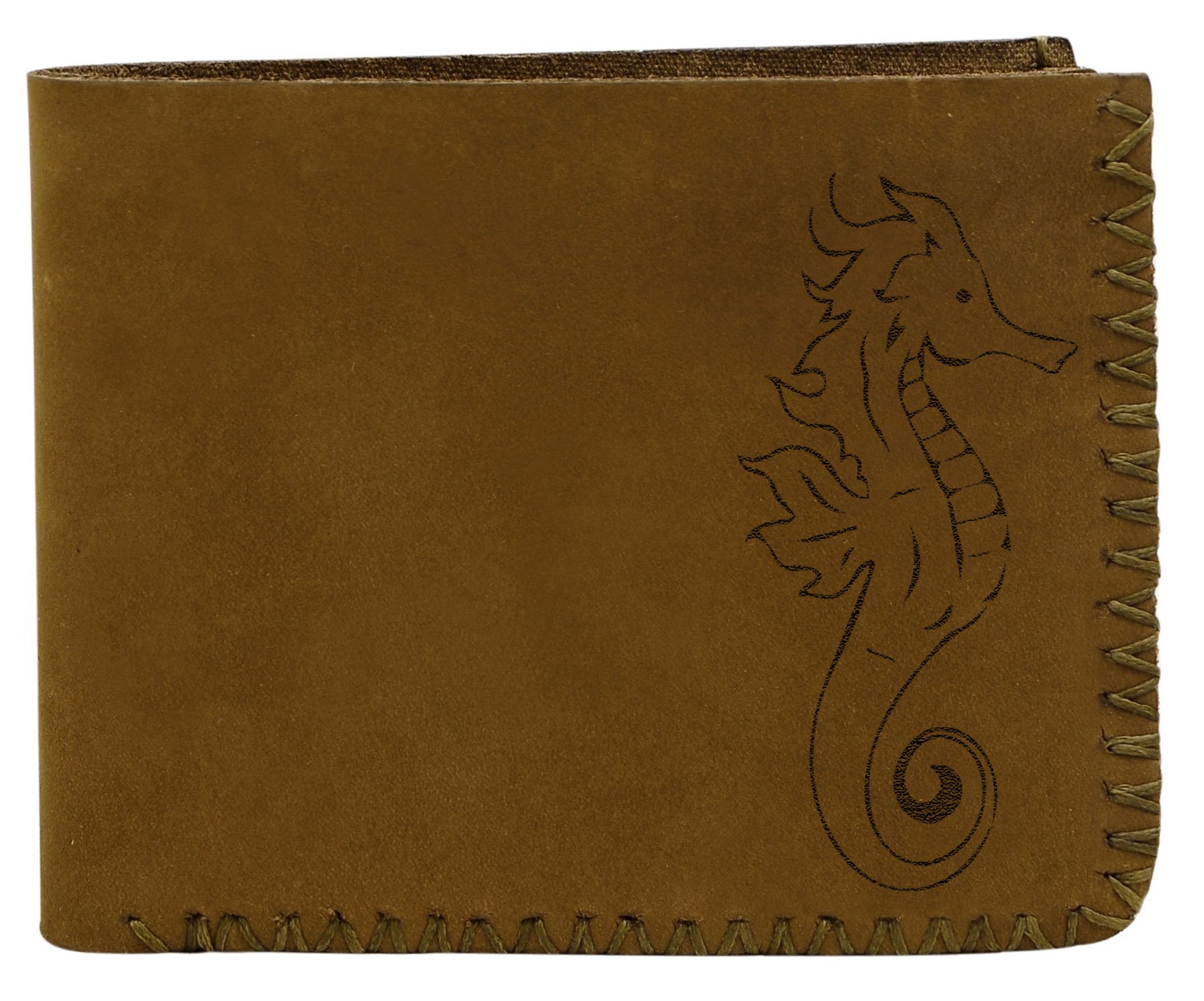 Genuine Handmade Seahorse Tattoo Pull-Up Leather Wallet for Men - Perfect for Everyday Use, Travel & Gift Giving