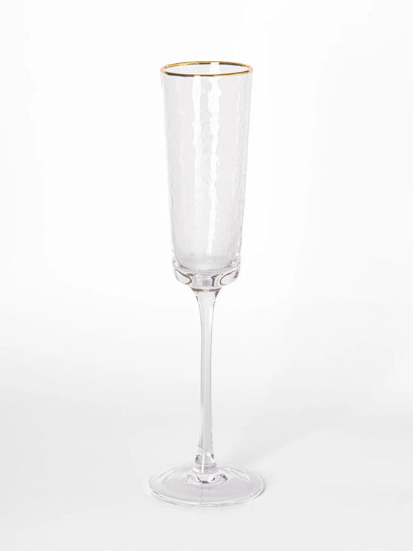 Premium Hammered Glass Champagne Flutes Set of 4 - Elegant Wedding & Party Drinkware for Toasting, Celebrations & Romantic Dinners