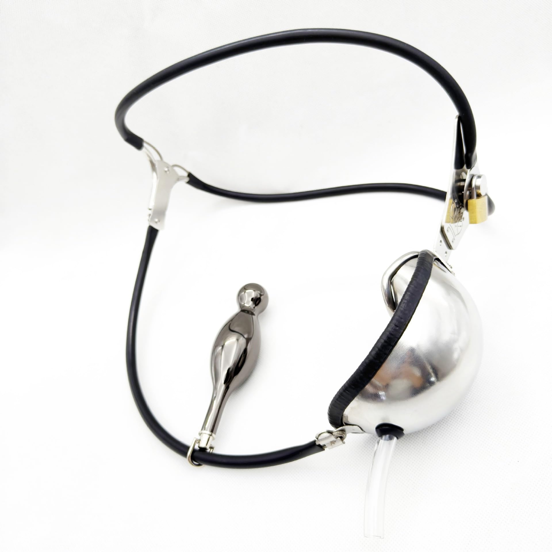 LDOZ Men's Stainless Steel Chastity Belt with Butt Plug & Cock Cage - BDSM Bondage Device for Adults, Adjustable 90-110CM (Black) - Perfect for Couples Play, Roleplay & BDSM Enthusiasts