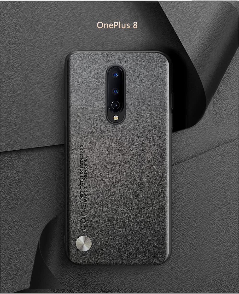 Premium Soft TPU Artificial Leather Case for OnePlus 8 - Ultra Lightweight & Camera Protection Cover (Black) | Not Compatible with Verizon | Perfect for Daily Use, Travel & Work