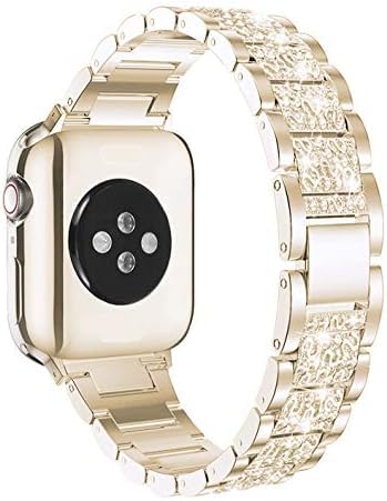 SUPOIX Luxury Bling Diamond Metal Band & 2 Pack Protective Case for Apple Watch Series 9/8/7 45mm - Champagne Gold | Elegant Women's Jewelry Watch Accessory for Daily Wear, Parties & Special Occasions