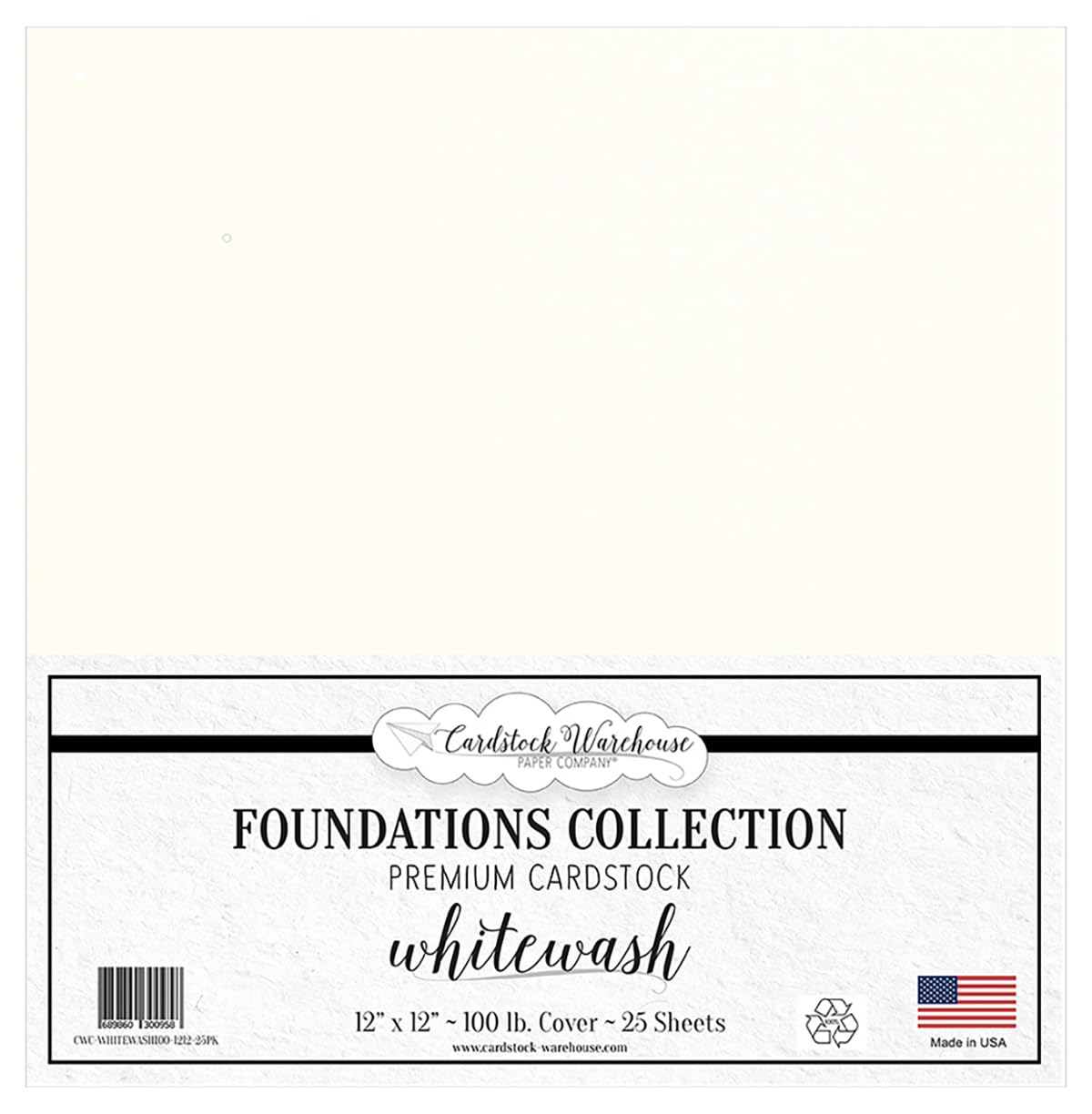 Premium 100% Recycled Whitewash Cardstock Paper - 25 Sheets, 12