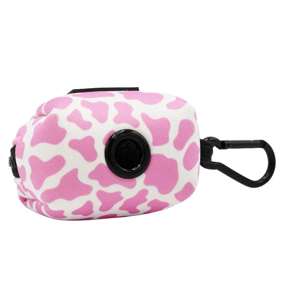 Strawberry Milk Scented Dog Waste Bag Holder - Portable Poop Bag Dispenser for Dogs, Leash Attachment for Easy Cleanup - Perfect for Walking, Hiking, and Park Visits