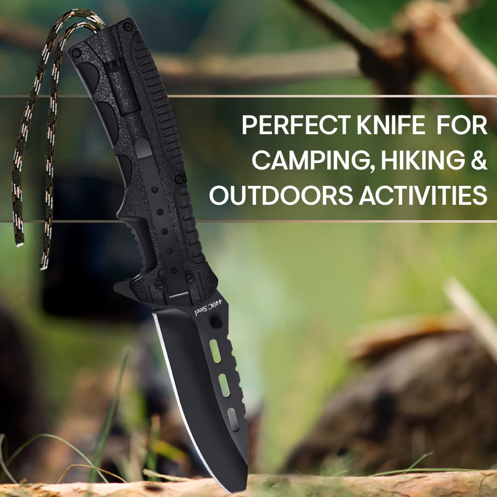 Spring Assisted Pocket Knife for Men - Tactical Folding Blade with Fire Starter, Whistle & Paracord Handle | Survival Tool for Hiking, Hunting, Camping | Perfect Gift for Dad, Husband, Outdoorsmen | Emergency Preparedness & Everyday Carry (EDC) Use
