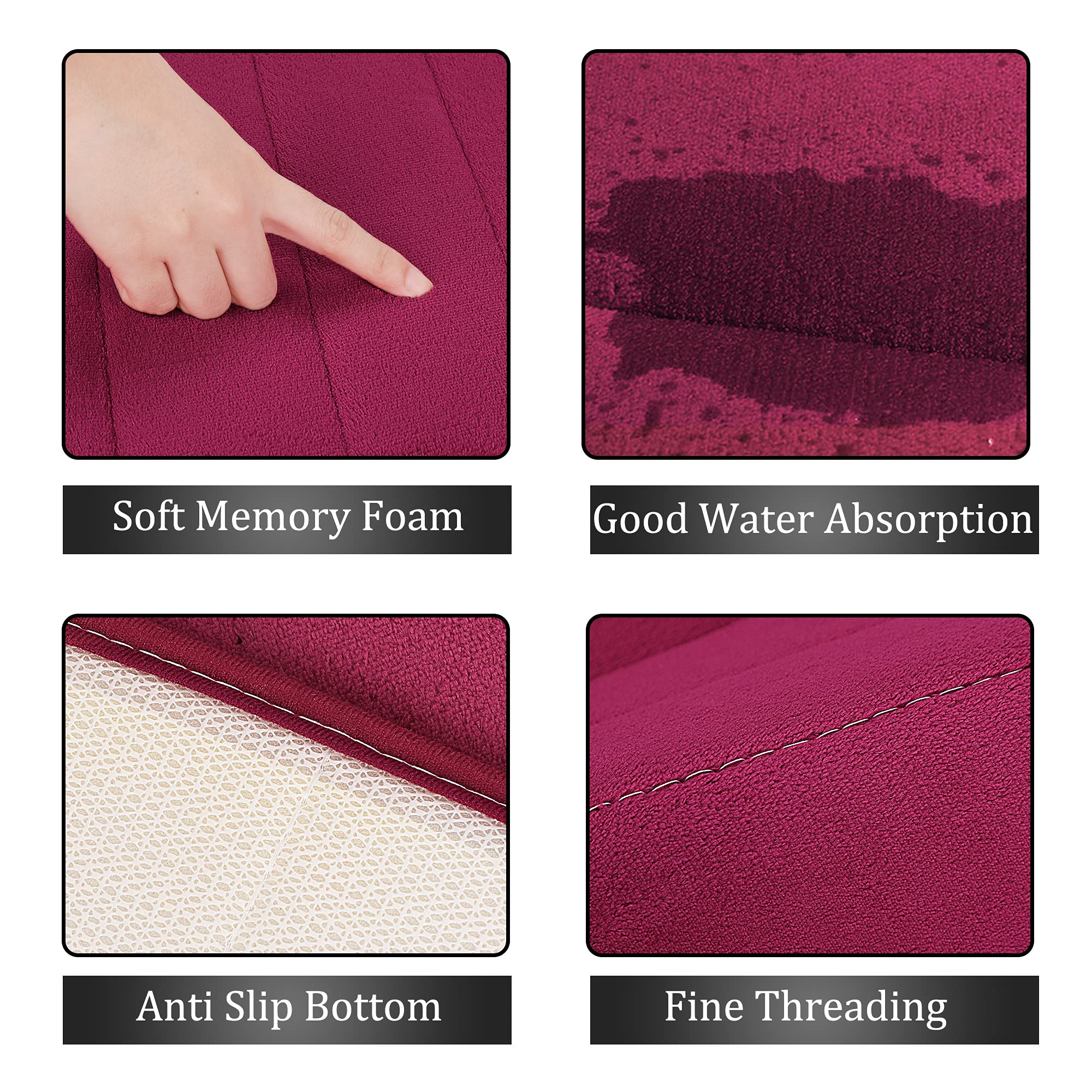 Premium Memory Foam Bath Mat - Super Absorbent Non-Slip Kitchen Rug, Soft Comfortable Floor Mat for Bathroom & Kitchen, 16