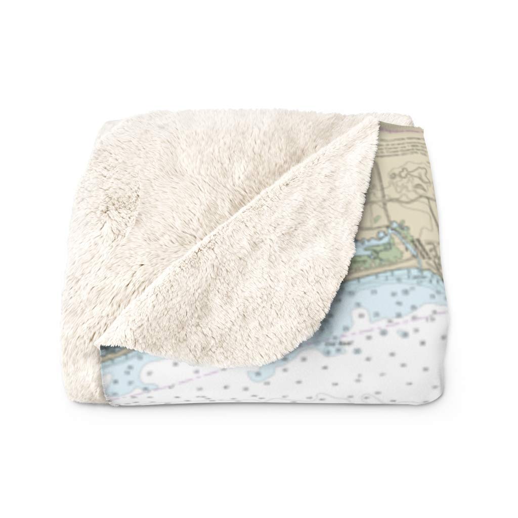 Block Island & Block Island Sound Nautical Chart Sherpa Fleece Blanket - 60