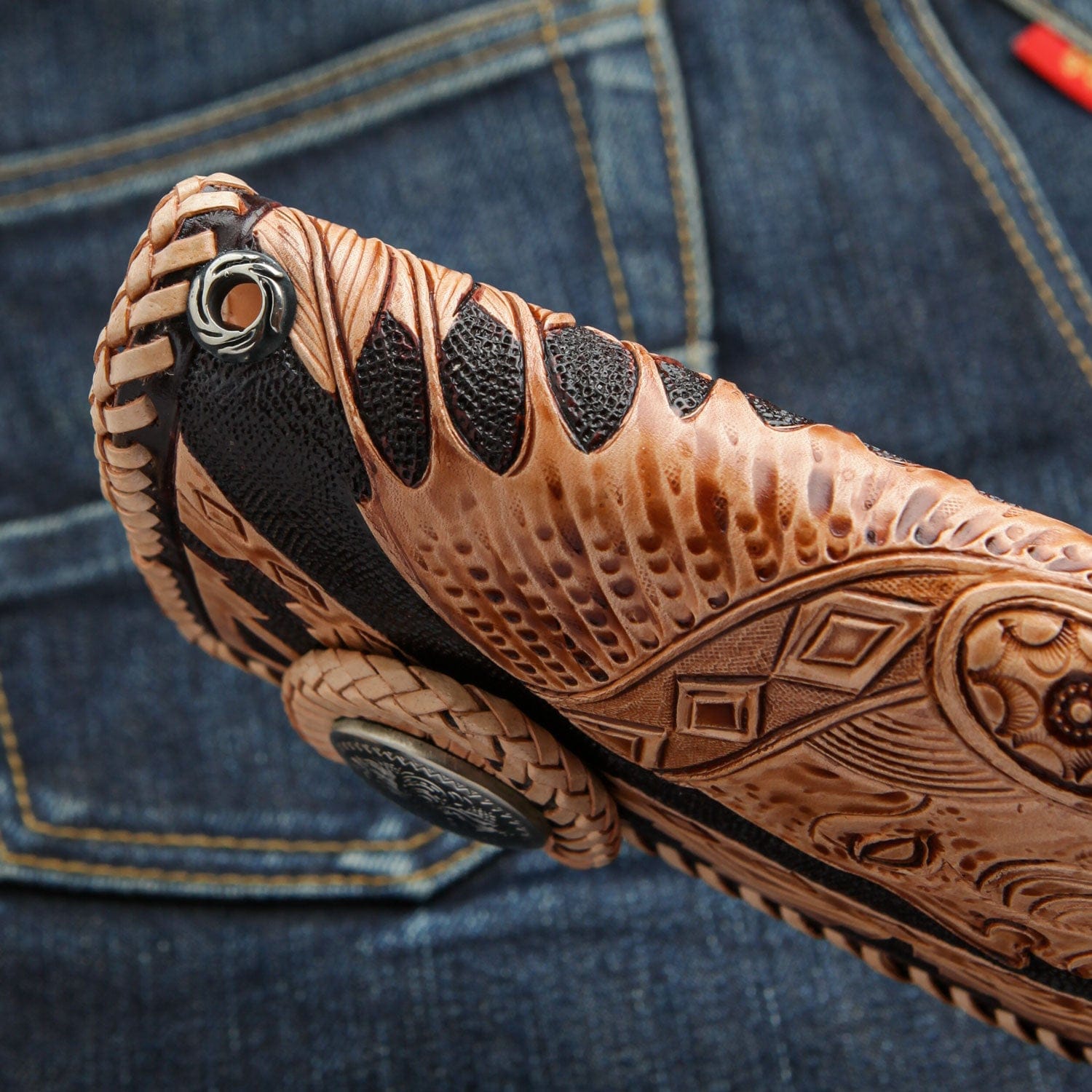 Genuine Leather Indian Face Harley Biker Wallet for Men - Vintage Motorcycle Rider Wallet with Chain - Perfect for Biker Gifts, Motorcycle Enthusiasts & Harley Davidson Fans