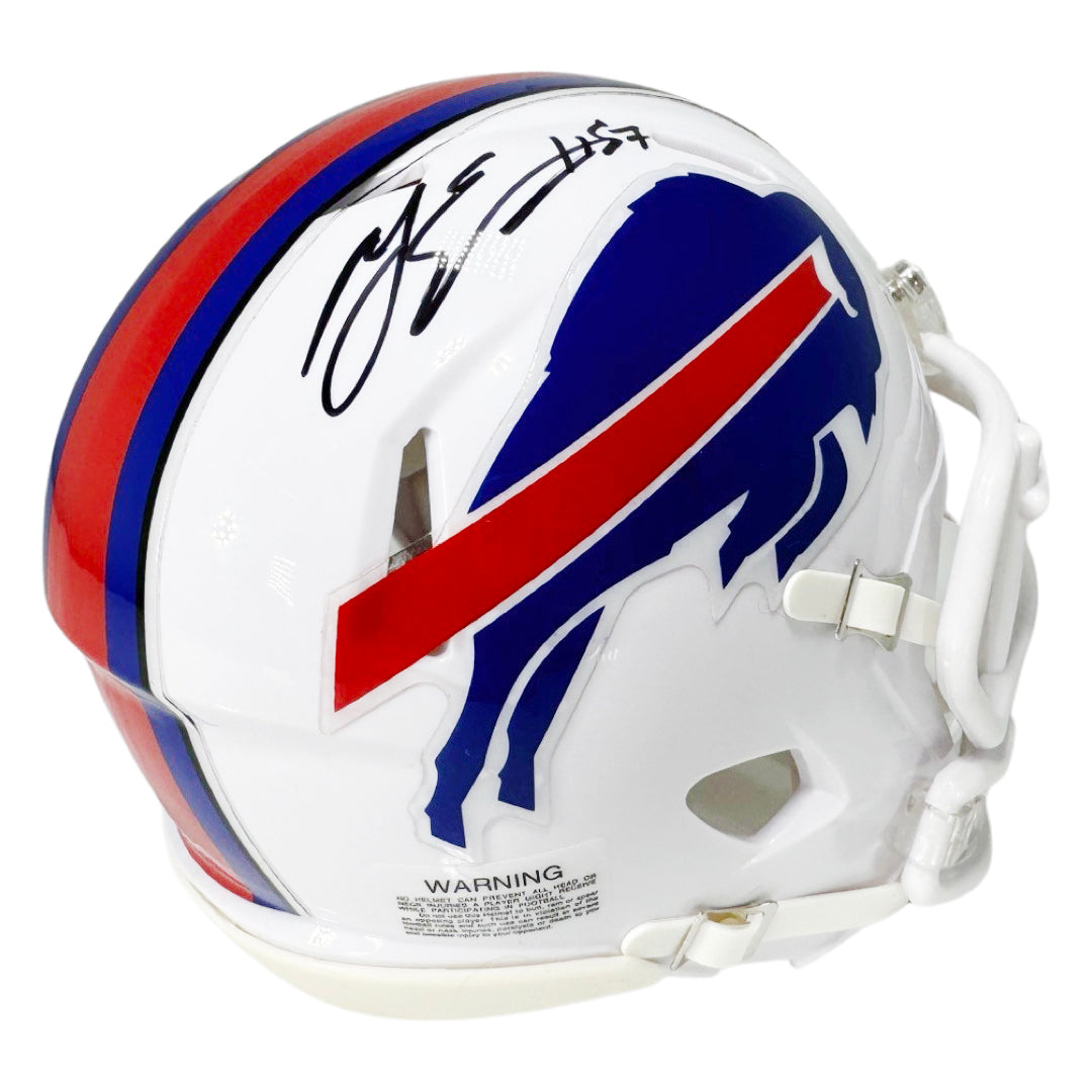 AJ Epenesa Autographed Buffalo Bills Mini Football Speed Helmet with JSA Certificate - Perfect for NFL Fans, Collectors, and Sports Memorabilia Displays