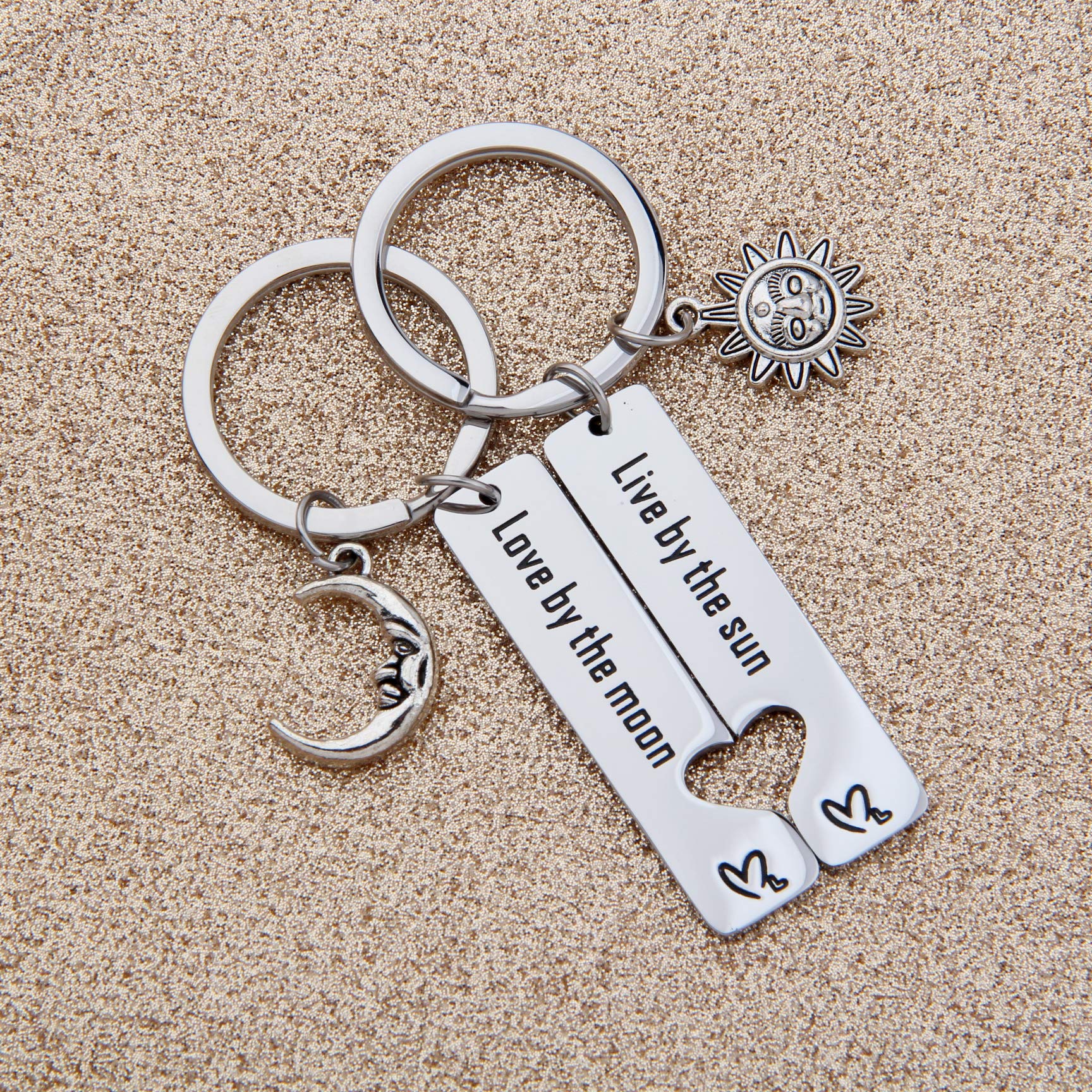 SEIRAA Best Friend Keychain Set of 2 - Moon Jewelry Gift for Couples, Perfect for Anniversaries, Birthdays, and Special Occasions