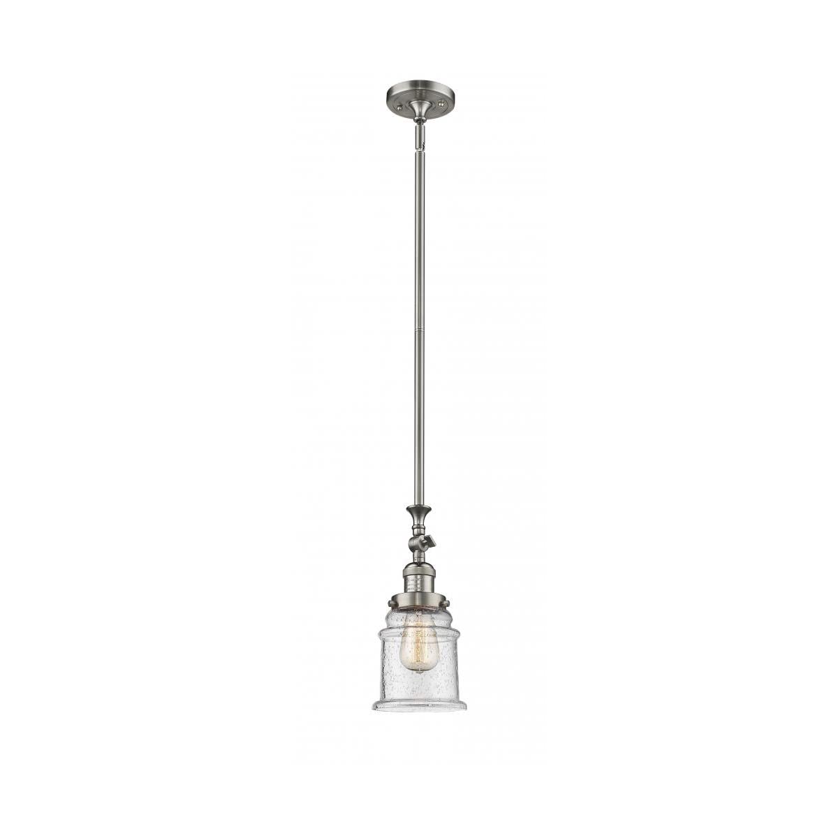Vintage Dimmable LED Mini Pendant Light - Brushed Satin Nickel Finish, Energy Efficient 1-Light Fixture for Kitchen Island, Dining Room or Bar Counter Lighting