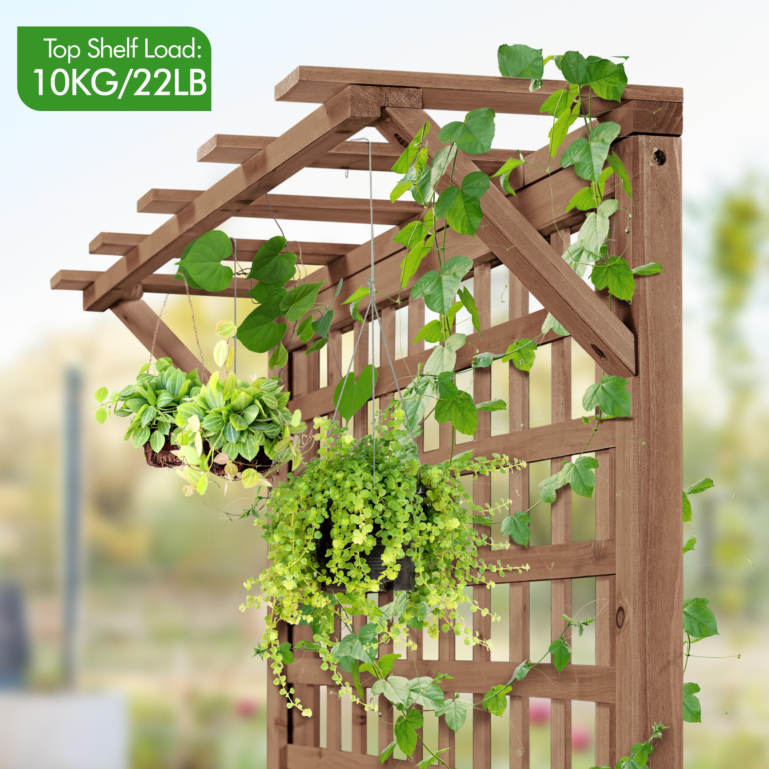 Yaheetech 72 Inch Tall Dark Brown Raised Garden Planter Box with Trellis - Outdoor Flower Pot for Climbing Plants, Vegetables & Herbs - Heavy Duty Wooden Planter with Drainage Holes for Patio, Backyard & Balcony Gardening