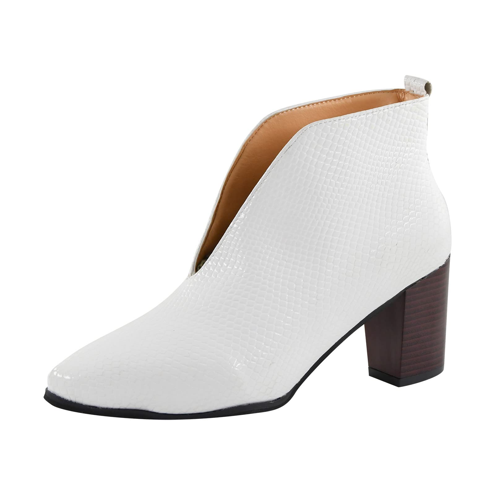 YUHAOTIN Women's 4th of July Peep Toe Ankle Boots with Heel - Leather Western Stacked Booties for Women, Arch Support & Bump Toe Design | Perfect for Summer Festivals, Parties & Casual Outfits