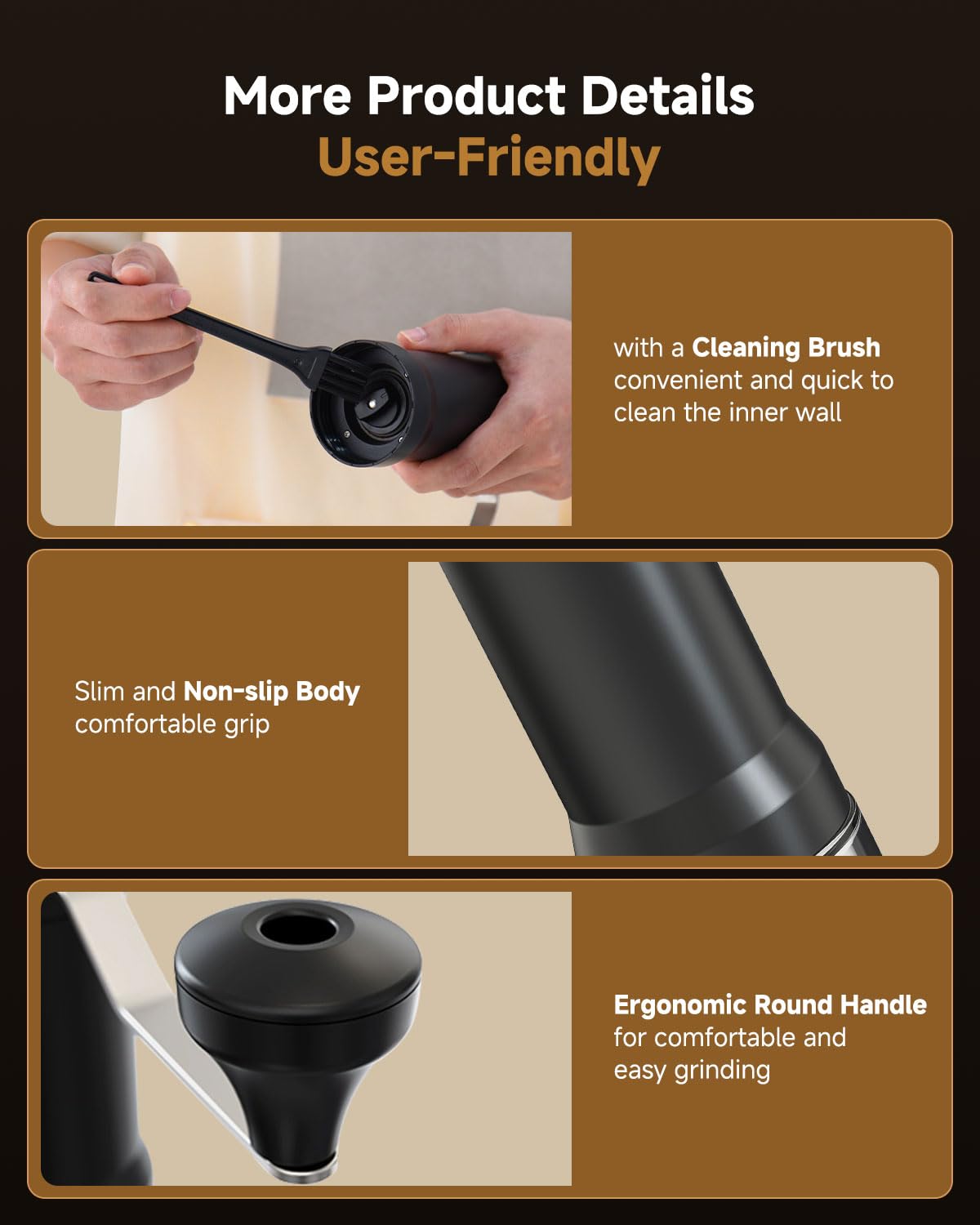 Premium Manual Coffee Grinder with Ceramic Conical Burr - 30 Adjustable Settings for Espresso, French Press & Pour Over | Portable Hand Crank Mill for Home, Camping & Travel | Perfect Gift for Coffee Lovers