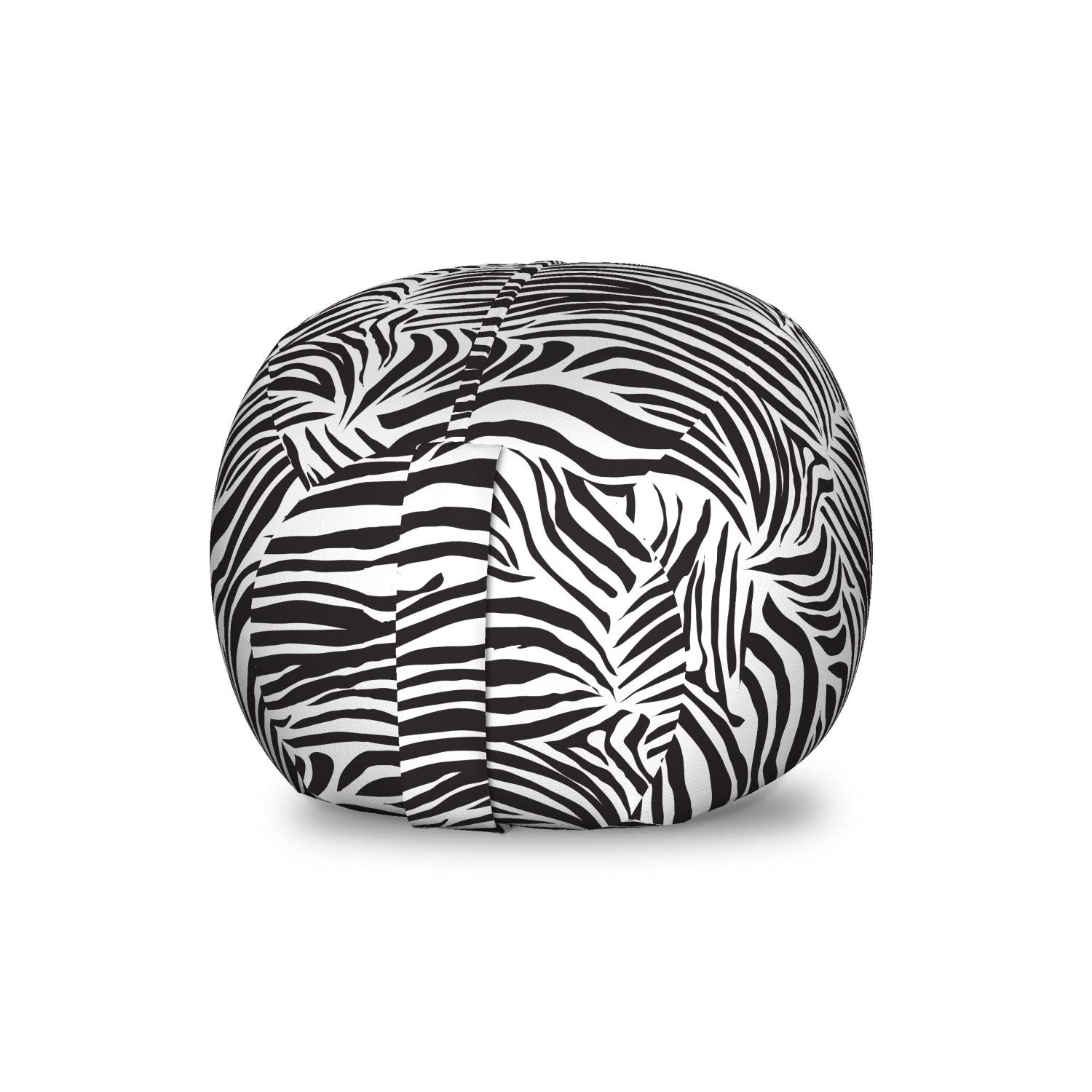 Ambesonne Zebra Print Storage Toy Bag Chair - Striped Animal Print Organizer for Stuffed Animals, Washable Small Size in White Charcoal - Perfect for Kids' Room, Playroom & Nursery Organization