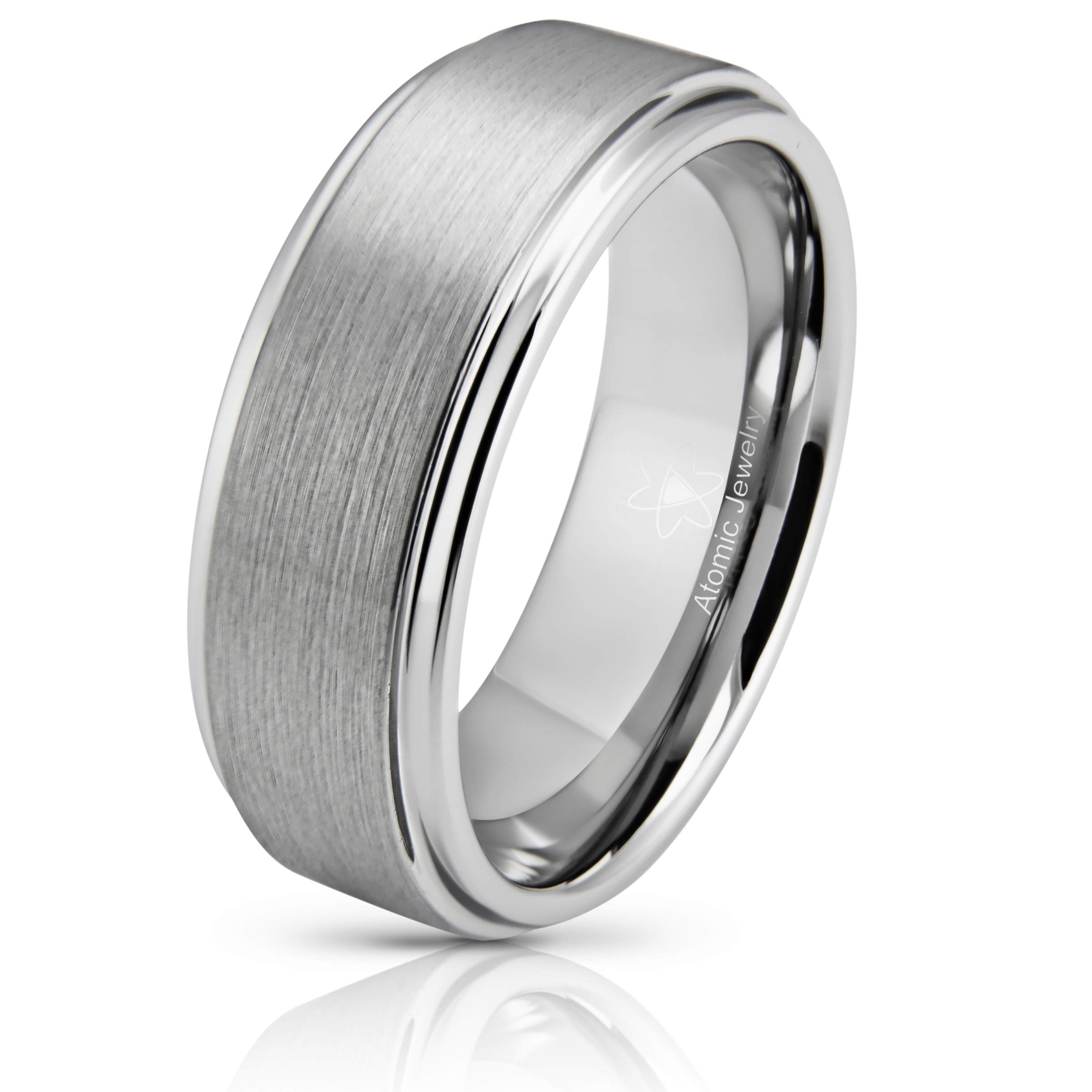 Men's Matte Brushed Silver Tungsten Ring - Classic Atomic Jewelry Design for Wedding, Engagement & Everyday Wear
