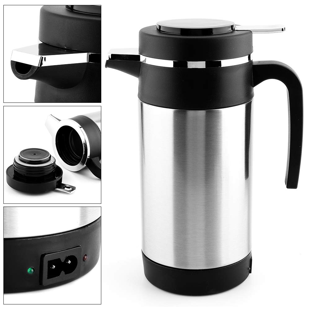 12V Stainless Steel Electric Kettle 1000ML - Portable Car Kettle for Coffee, Tea & Hot Water | Perfect for Road Trips, Camping & Office Use