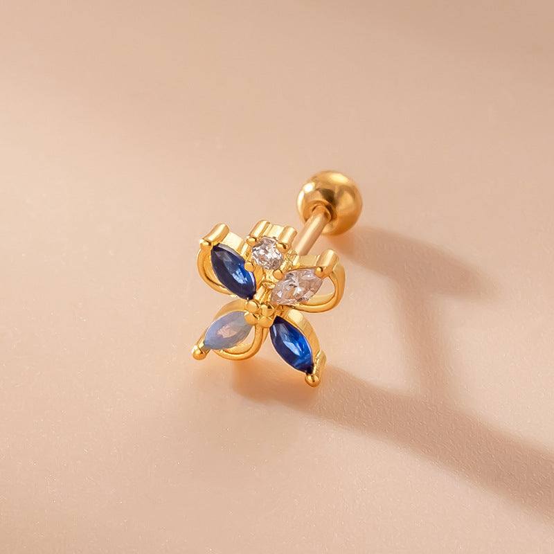 20G Conch Tragus Helix Small Flower Stud Earrings for Women | HSPJ783 | Perfect for Daily Wear, Parties & Gifts