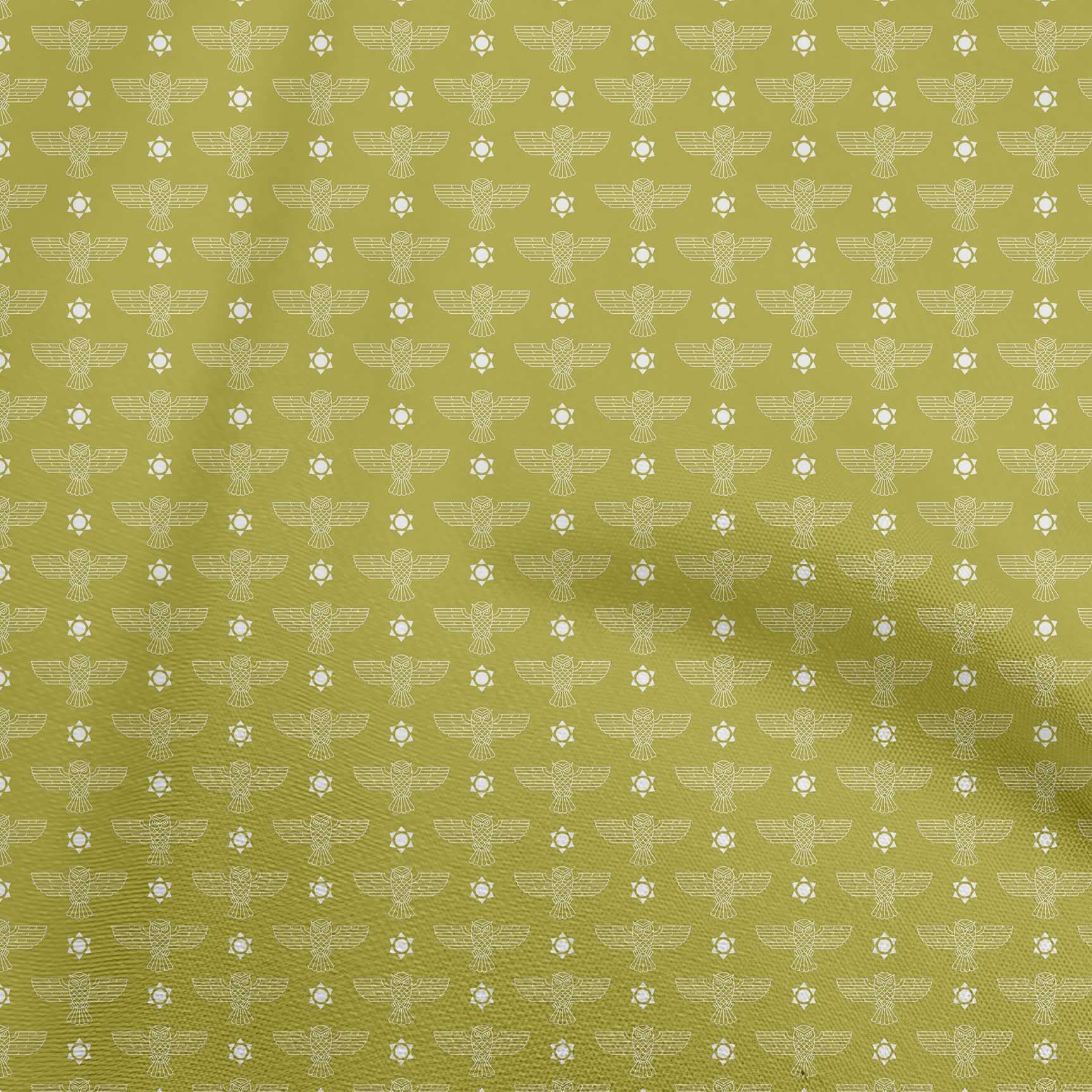 oneOone Velvet Yellow Fabric Owl Print - 58 Inch Wide Sewing Material by The Yard for DIY Clothing, Crafts & Home Decor | Perfect for Dresses, Pillows & Quilting Projects