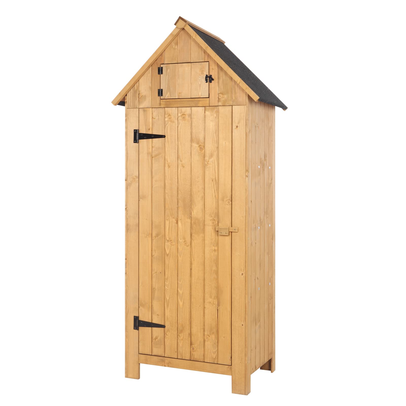 VINGLI Outdoor Wooden Storage Shed - Waterproof Garden Shed with Safety Latch, Heavy-Duty Tool Cabinet for Patio, Backyard & Lawn Equipment Organization (Teak Wood) | Perfect for Storing Gardening Tools, Pool Supplies & Seasonal Decor