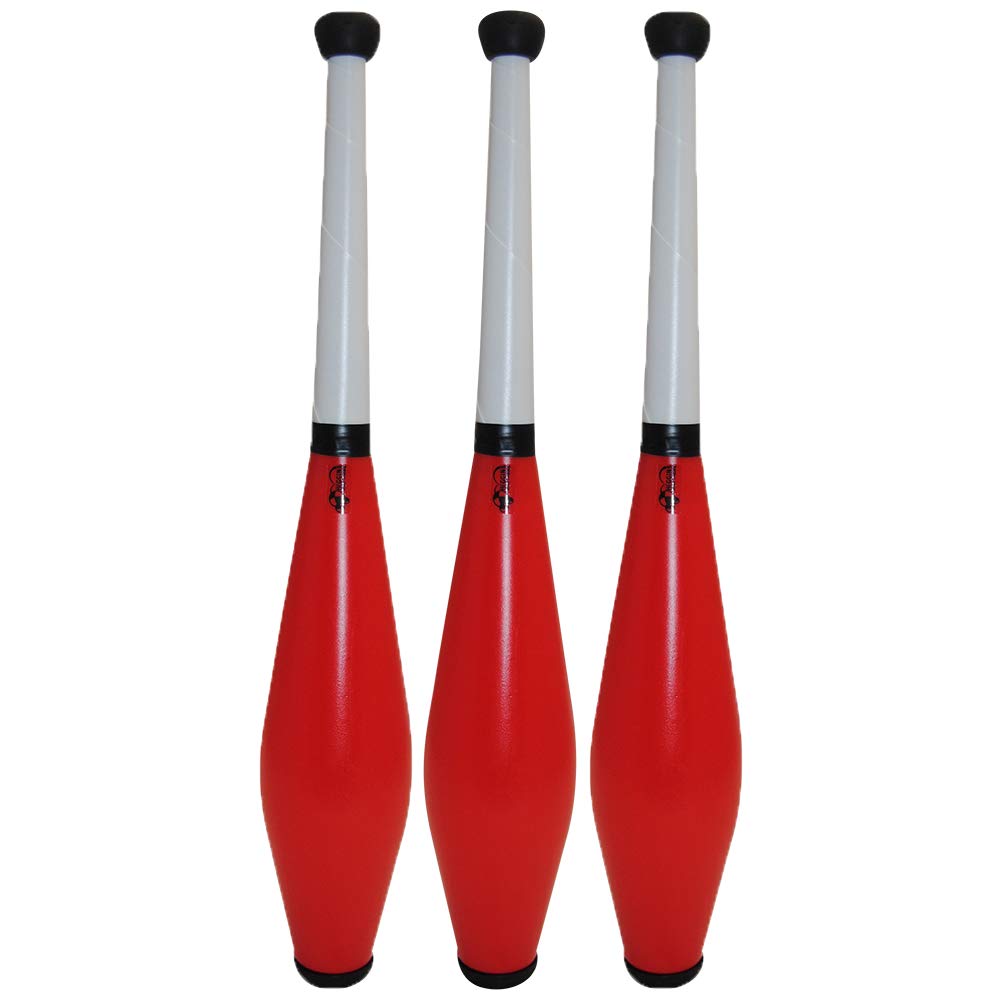 Premium Flow Juggling Club Set - 3 Pack with LED Lights (Red) for Circus Performers, Fire Spinners & Flow Artists - Perfect for Night Performances, Festivals & Practice Sessions