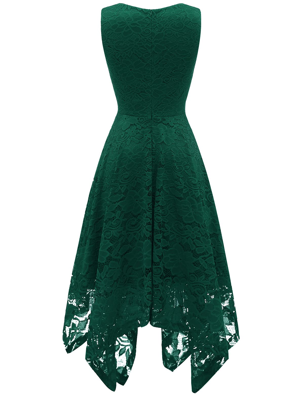 Meetjen Women's Elegant Lace Cocktail Party Dress 2025 - Handkerchief Hem Bridesmaid Prom Formal Gown for Wedding Guest, Evening Events & Special Occasions
