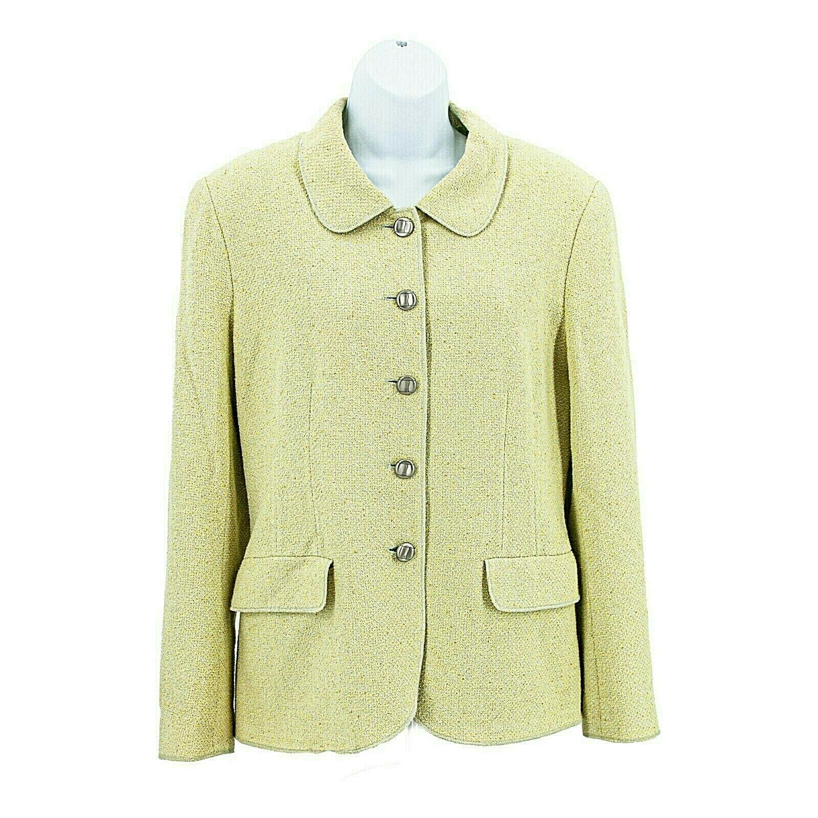 Vintage Chanel 98P Single Breasted Blazer Jacket - Pastel Chartreuse Color, Size 42 US Large (Women's Luxury Fashion, Office Wear & Special Occasions)