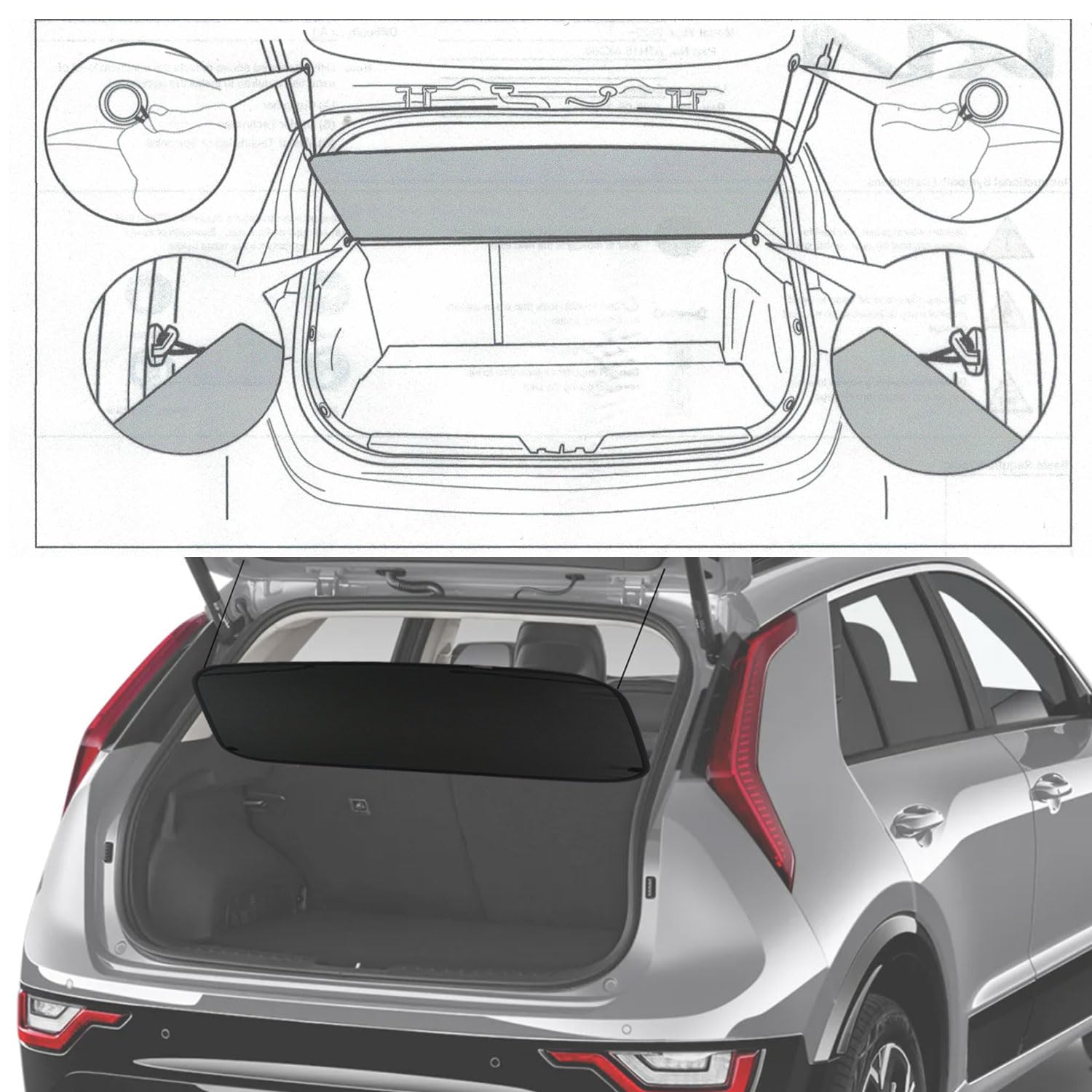 2023-2025 Kia Niro & Niro Hybrid Cargo Cover - Black Rear Trunk Shade for Luggage Protection | Perfect for Road Trips, Grocery Hauling & Vehicle Security