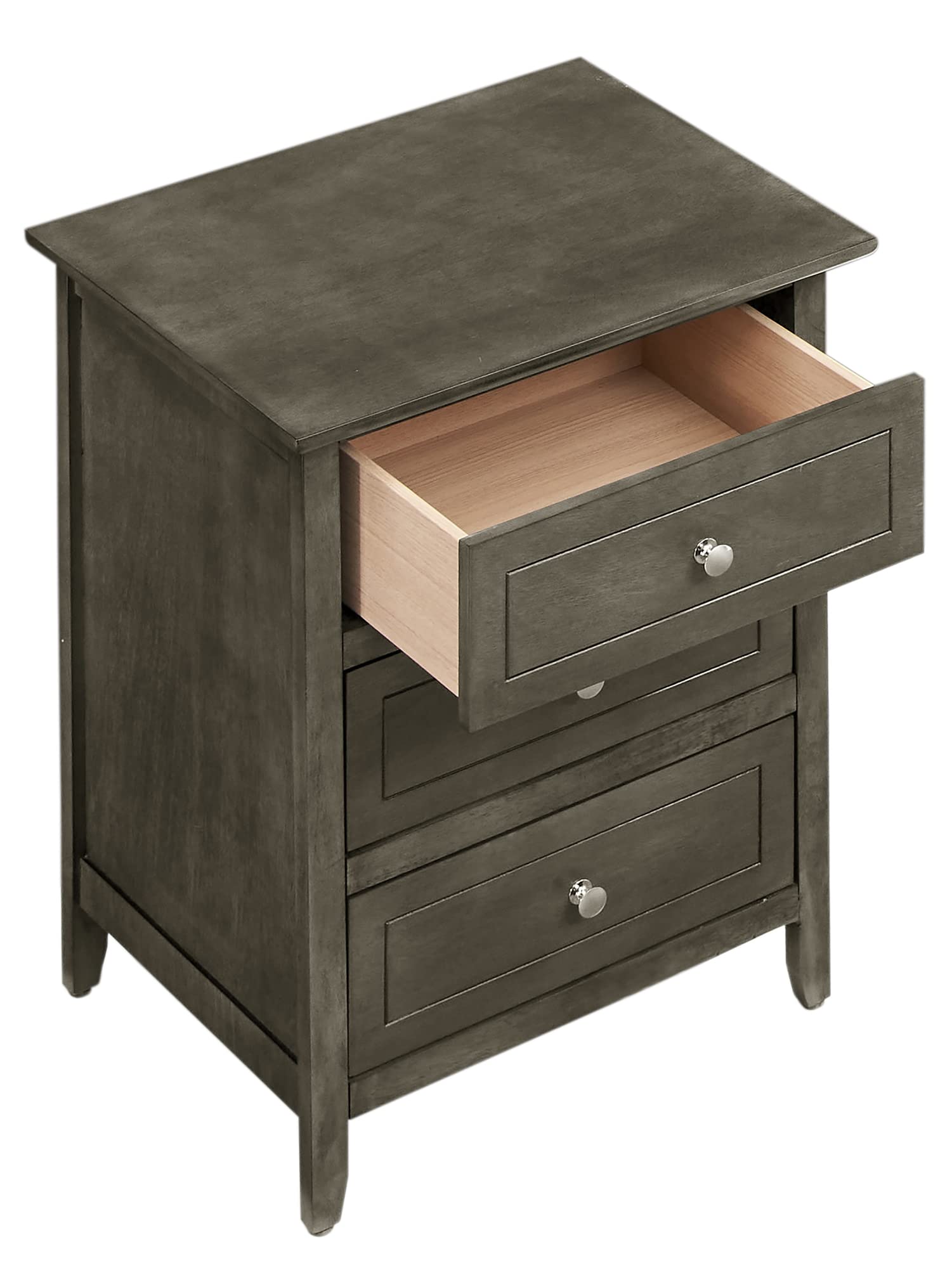 Daniel 3-Drawer Nightstand - Gray Small End Table for Bedroom & Living Room (25
