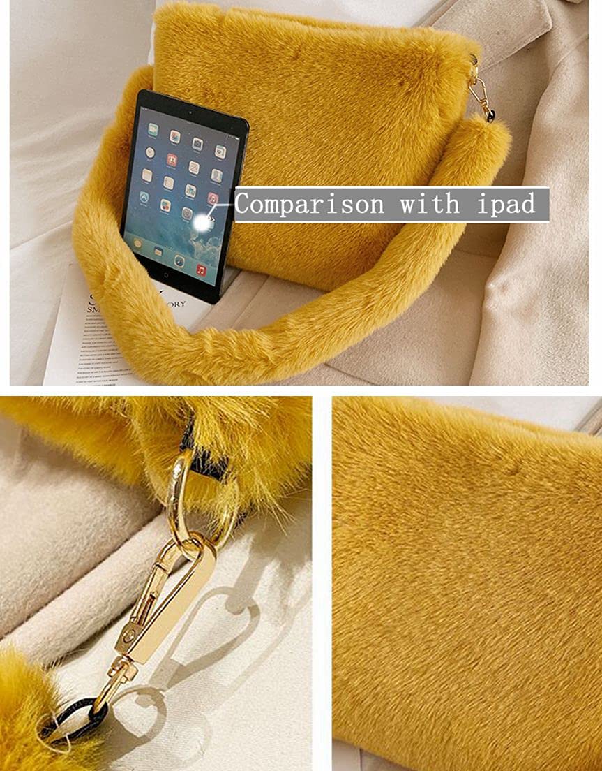 Women's Soft Faux Fur Shoulder Bag - Fuzzy Leopard Print Handbag, Plush Tote & Clutch Purse (Pink) | Stylish Winter Accessory for Casual Outings & Parties