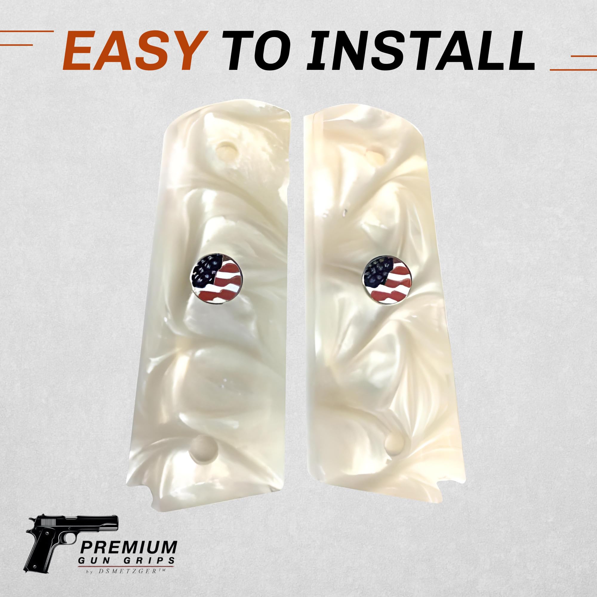 Premium 1911 Pearl Gun Grips - Compatible with Colt Government, Taurus, S&W, Springfield & Rock Island | Enhanced Grip & Classic Style for Shooting Range & Collectors