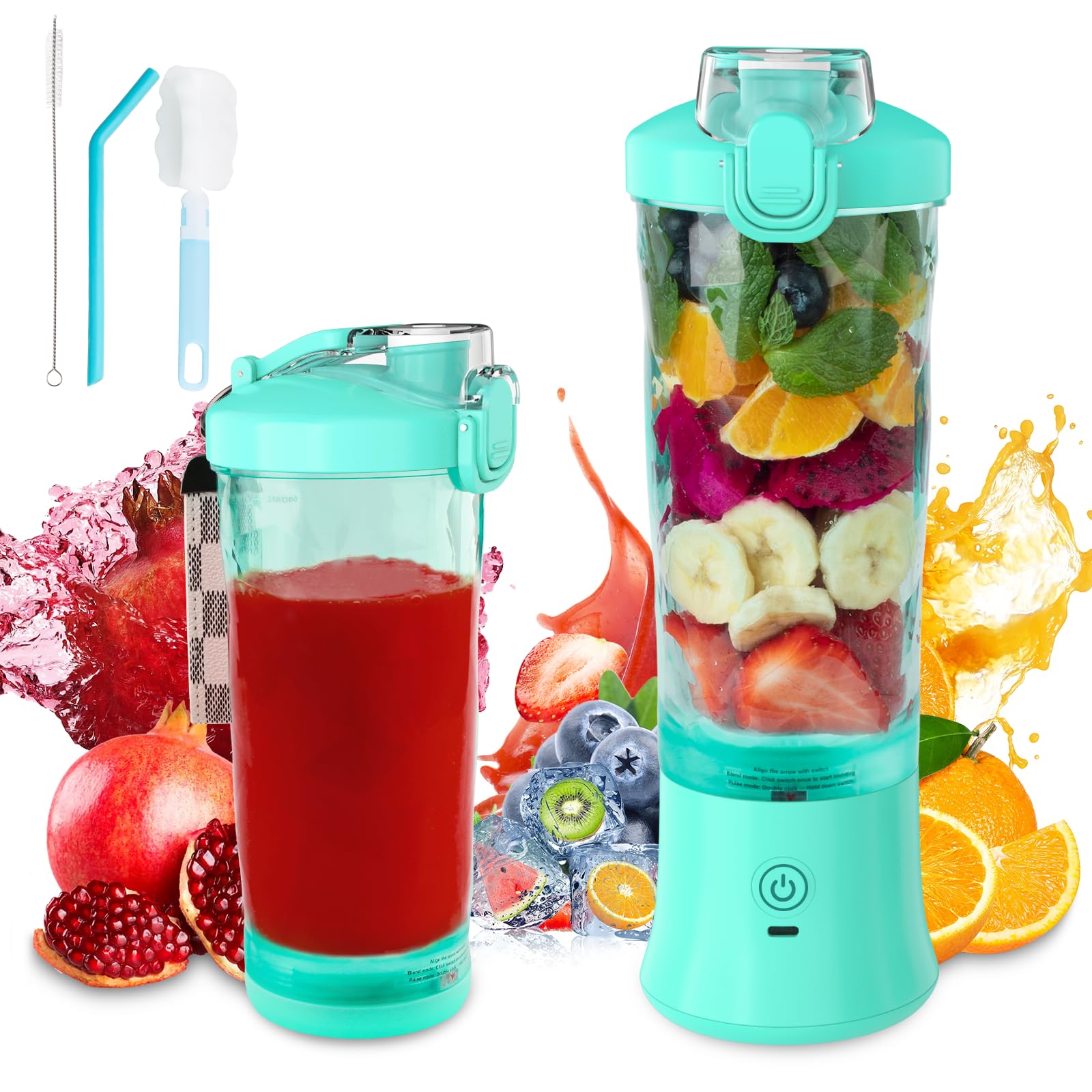 UPMSX 21oz Portable Blender for Smoothies & Shakes - 6 Blade USB Rechargeable Mini Blender - BPA Free Personal Blender for Fruits, Vegetables - Perfect for Home, Office, Gym & Outdoor Camping Use