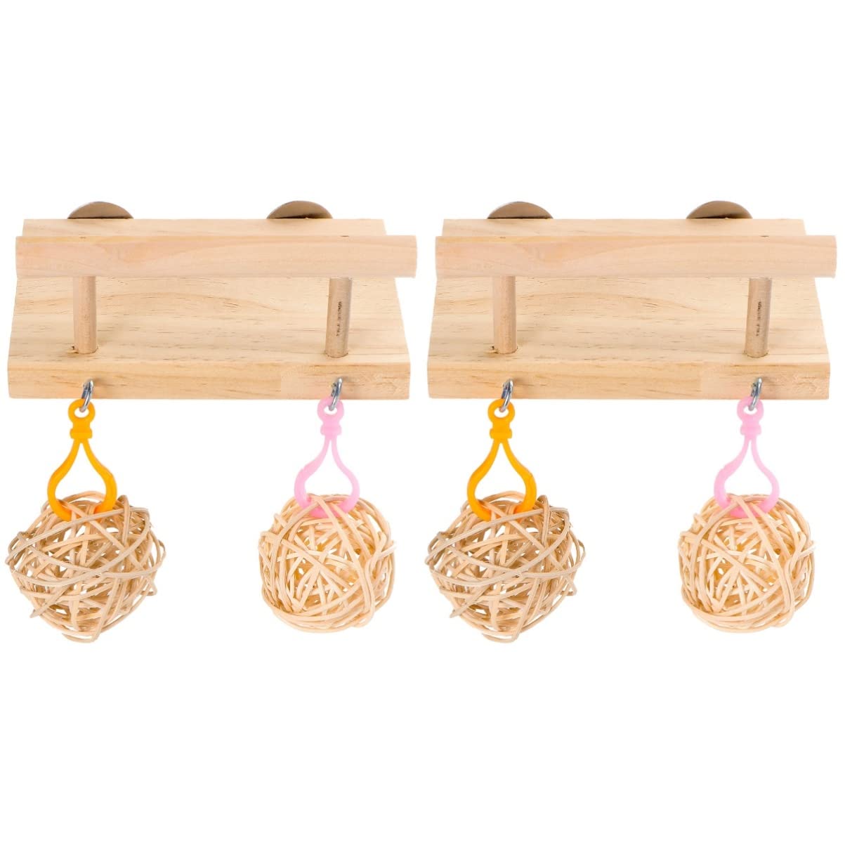 Balacoo Wooden Hamster & Bird Toys Set - 2-in-1 Perch, Swing & Platform for Small Pets - Perfect for Hamster Cages, Bird Cages & Parrot Playstands - Small Animal Accessories for Play & Exercise