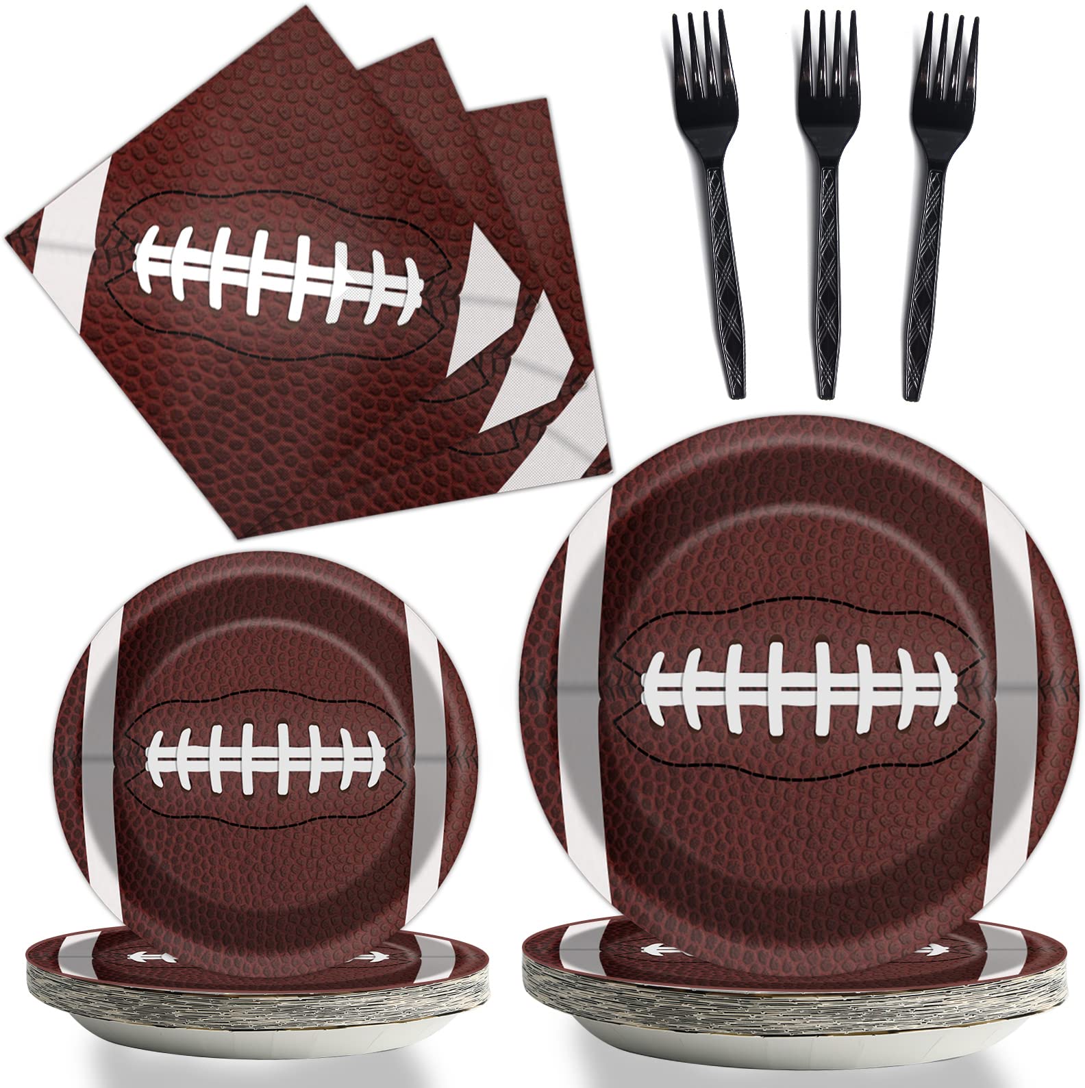 96-Piece Football Party Supplies Set - Paper Plates, Napkins, Cups & Decorations for Sports Themed Birthday Party | Football Party Favors for Kids | Serves 24 Guests | Perfect for Game Day Celebrations, Tailgating & Birthday Parties