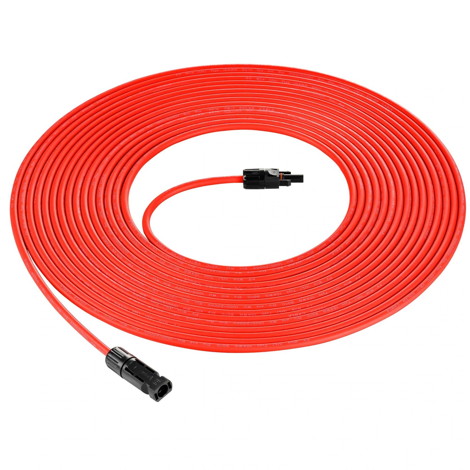 Rich Solar 10 Gauge (10AWG) 50ft Solar Panel Extension Cable with MC4 Connectors - Perfect for RV, Off-Grid & Home Solar Power Systems