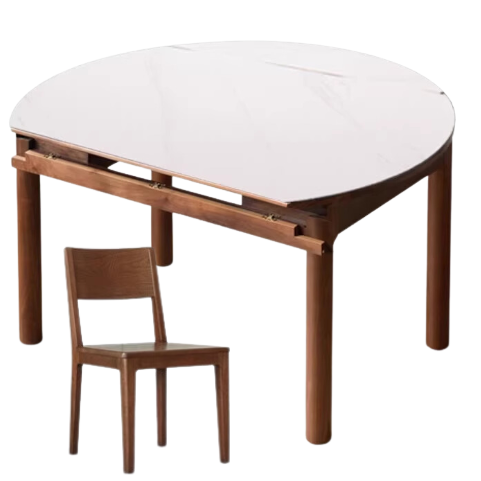 Premium Black Walnut Solid Wood Folding Round Dining Table - Handcrafted Natural Wood Table for Kitchen, Dining Room, Small Space & Outdoor Entertaining