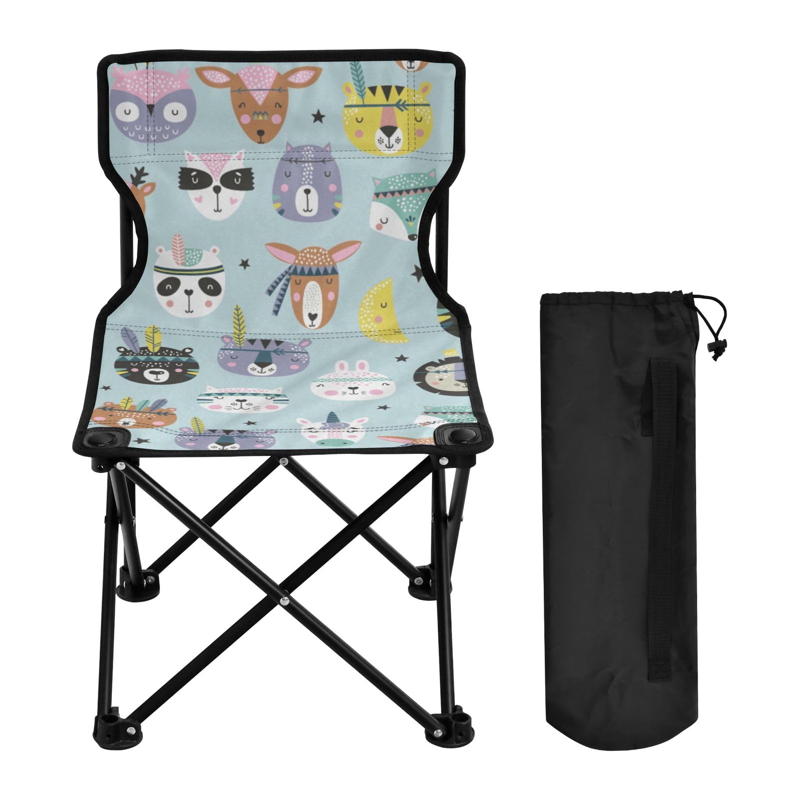 Portable Camping Folding Chairs - Lightweight Foldable Outdoor Chairs for Backpacking, Fishing & Picnics | Compact Boho Style with Tribal Animal Print | Perfect for Beach, Camping & Backyard Relaxation
